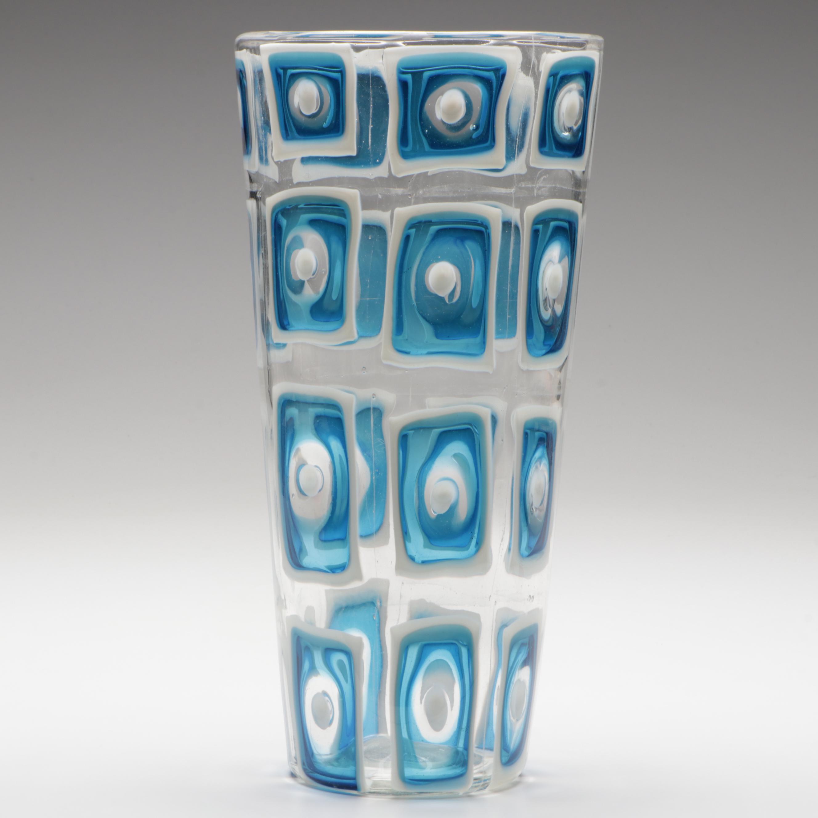 Ercole Barovier for Barovier & Toso "Dorico" Acquamare Murano Glass Vase, 1960