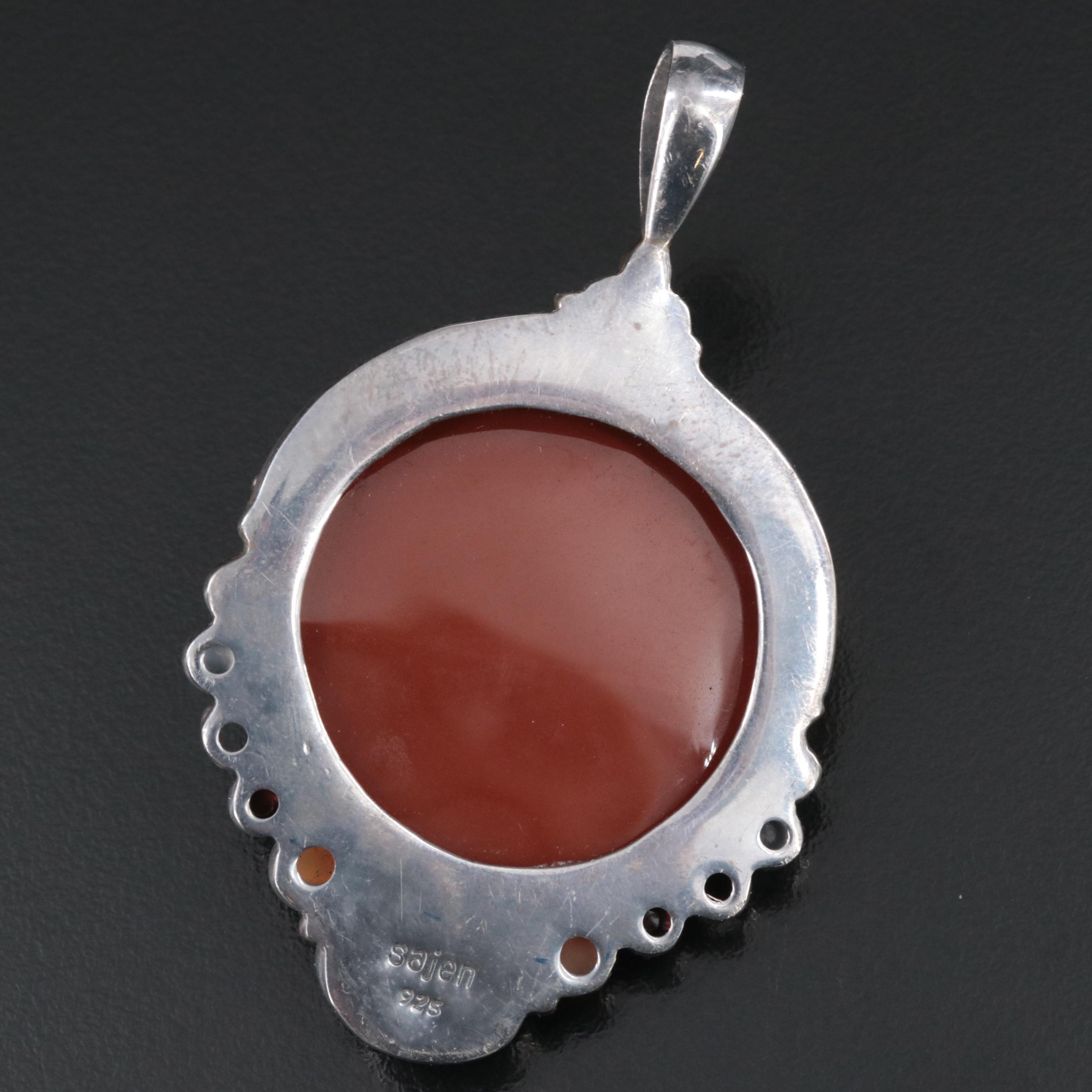 Sajen Sterling Jasper, Garnet and Moonstone Pendant