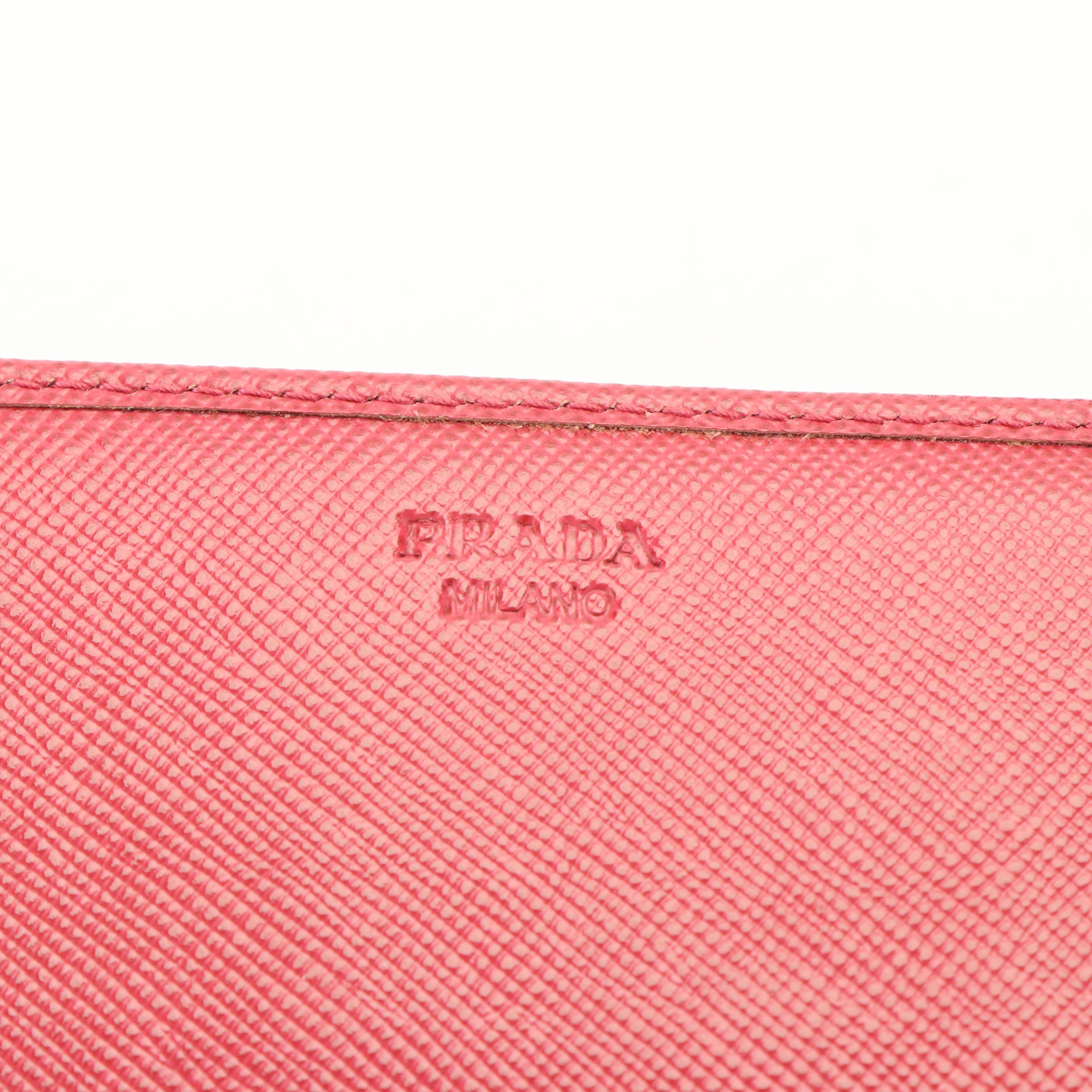 Prada Triangle Logo Peonia Saffiano Leather Continental Flap Wallet