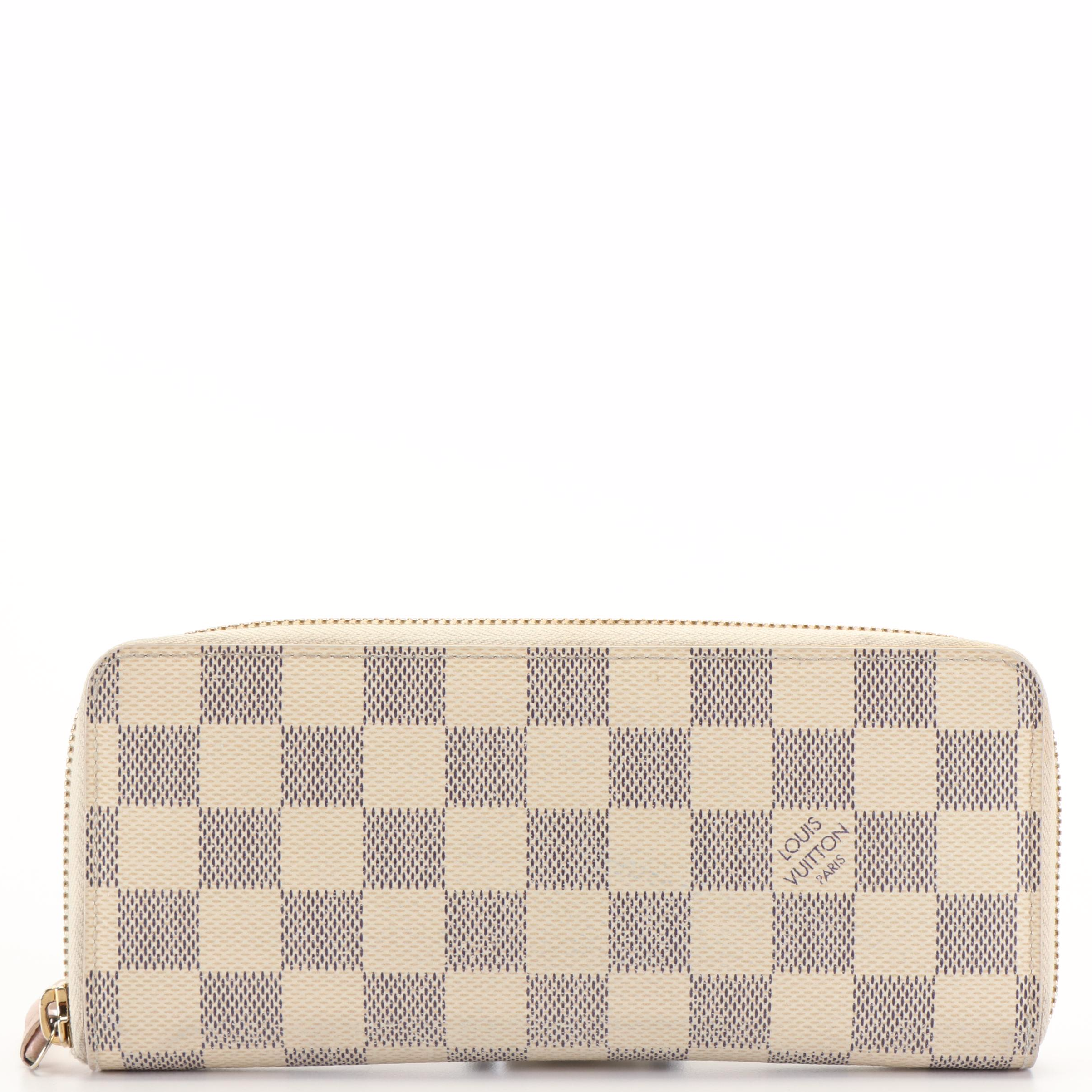 Louis Vuitton Clemence Damier Azur Zip Around Wallet