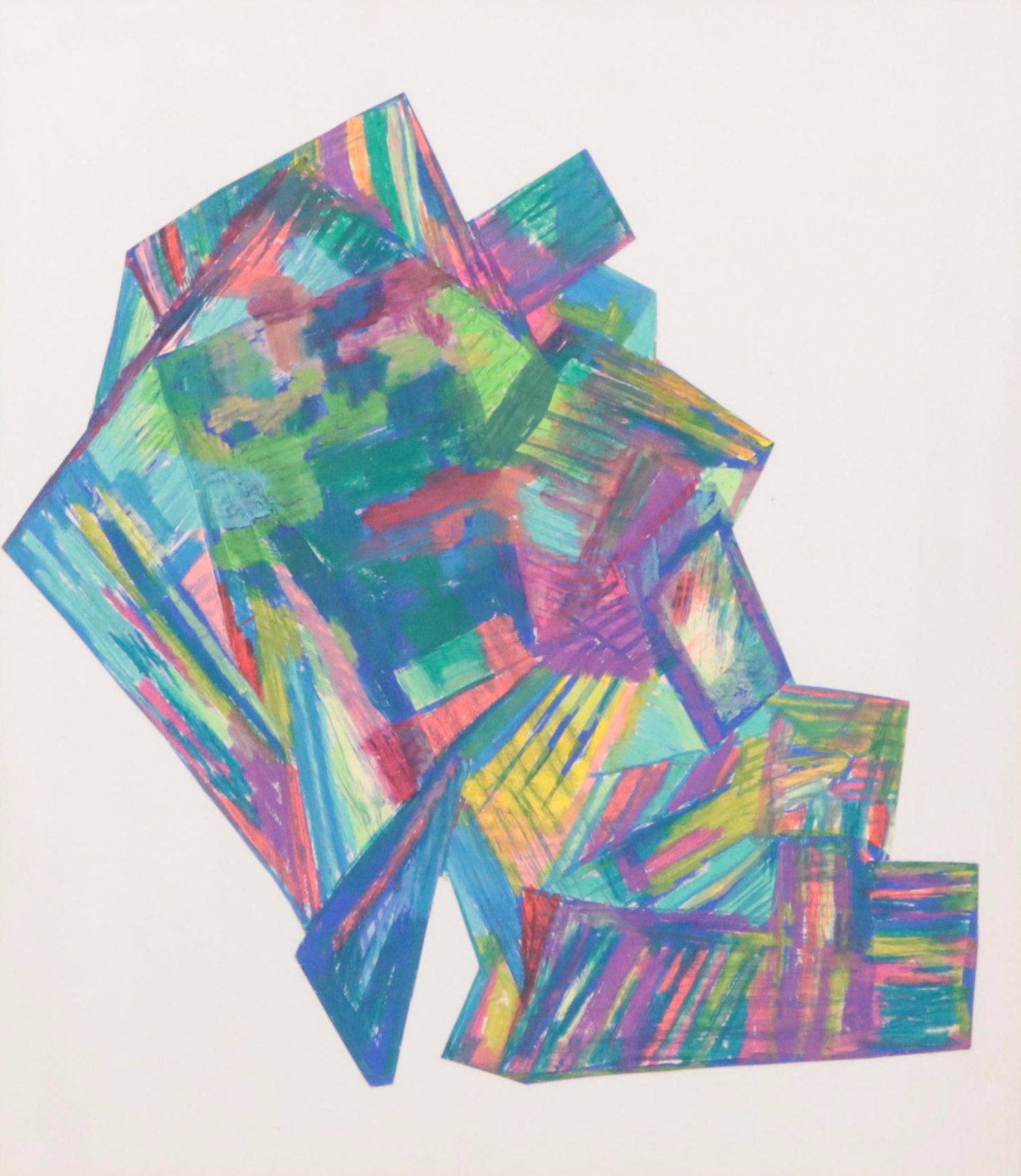 Abstract Geometric Mixed Media Drawing