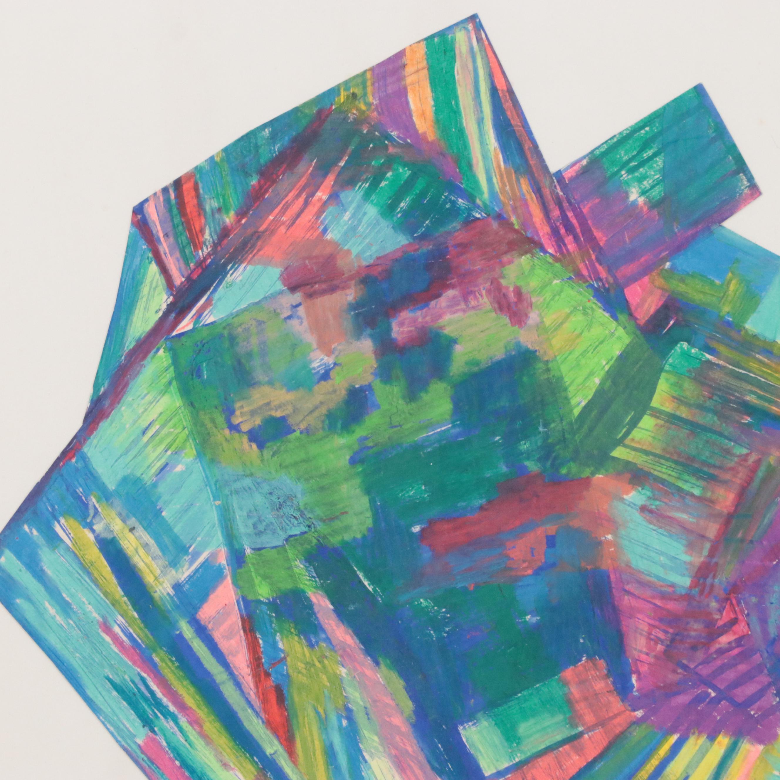 Abstract Geometric Mixed Media Drawing