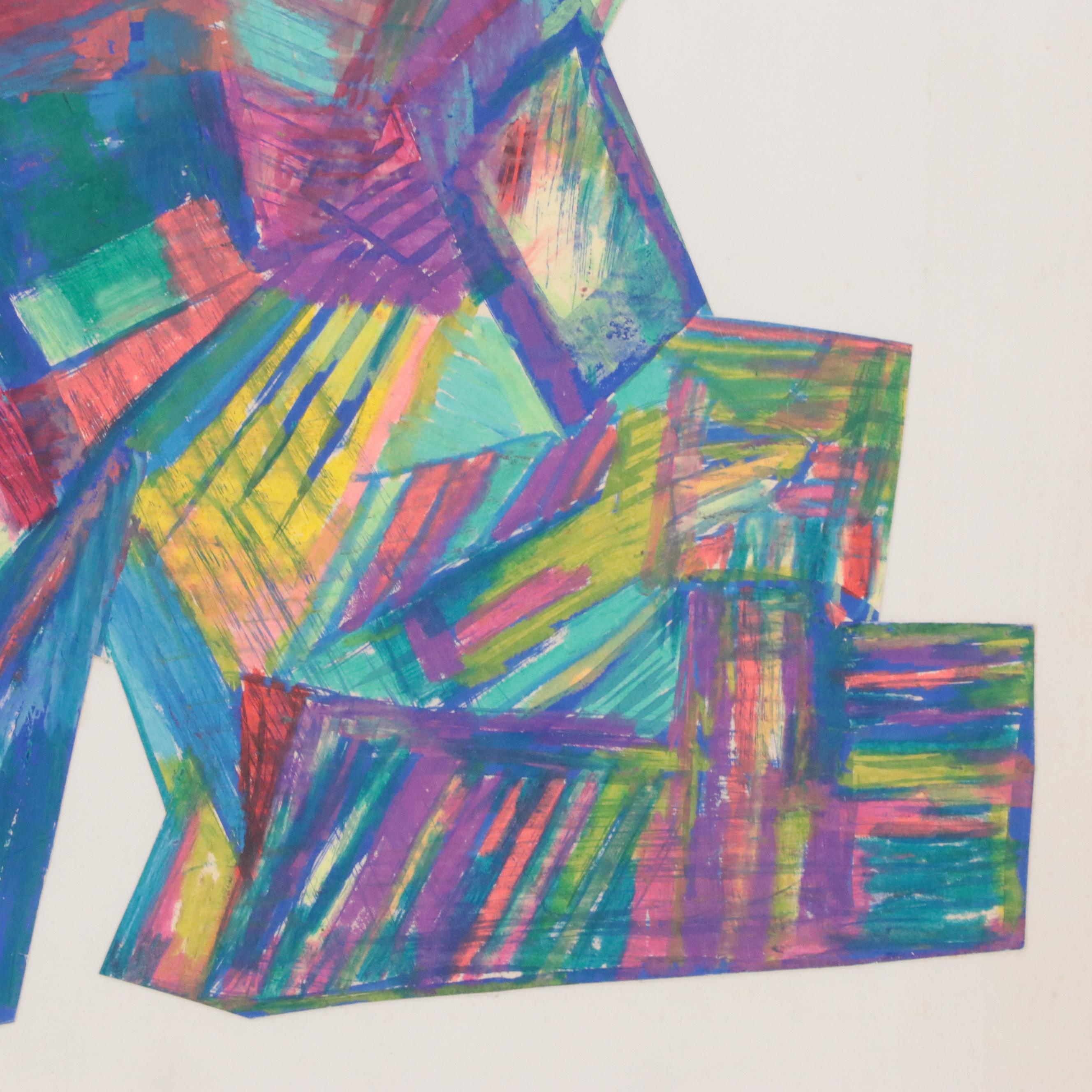 Abstract Geometric Mixed Media Drawing