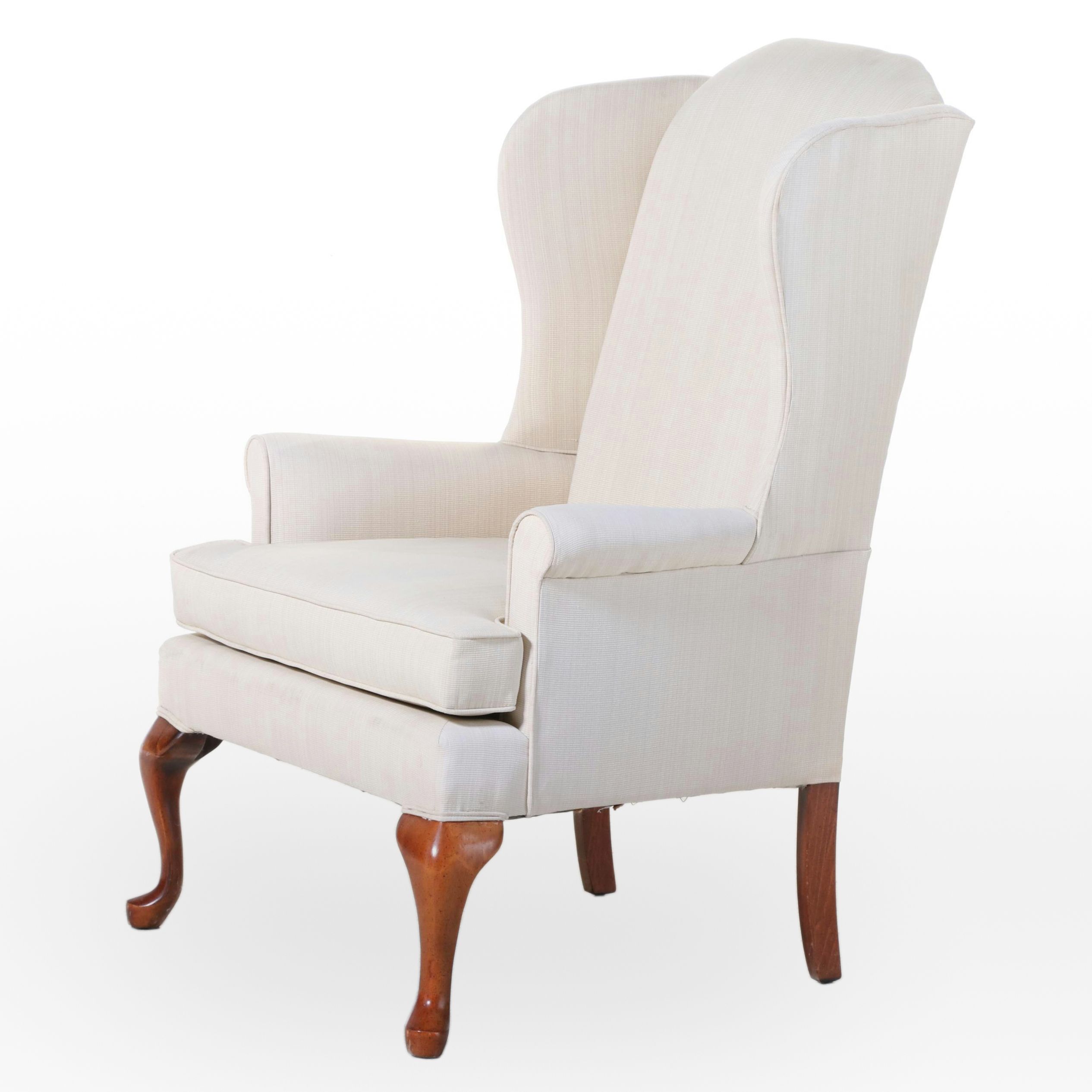 Broyhill Queen Anne Style Custom-Upholstered Wingback Armchair