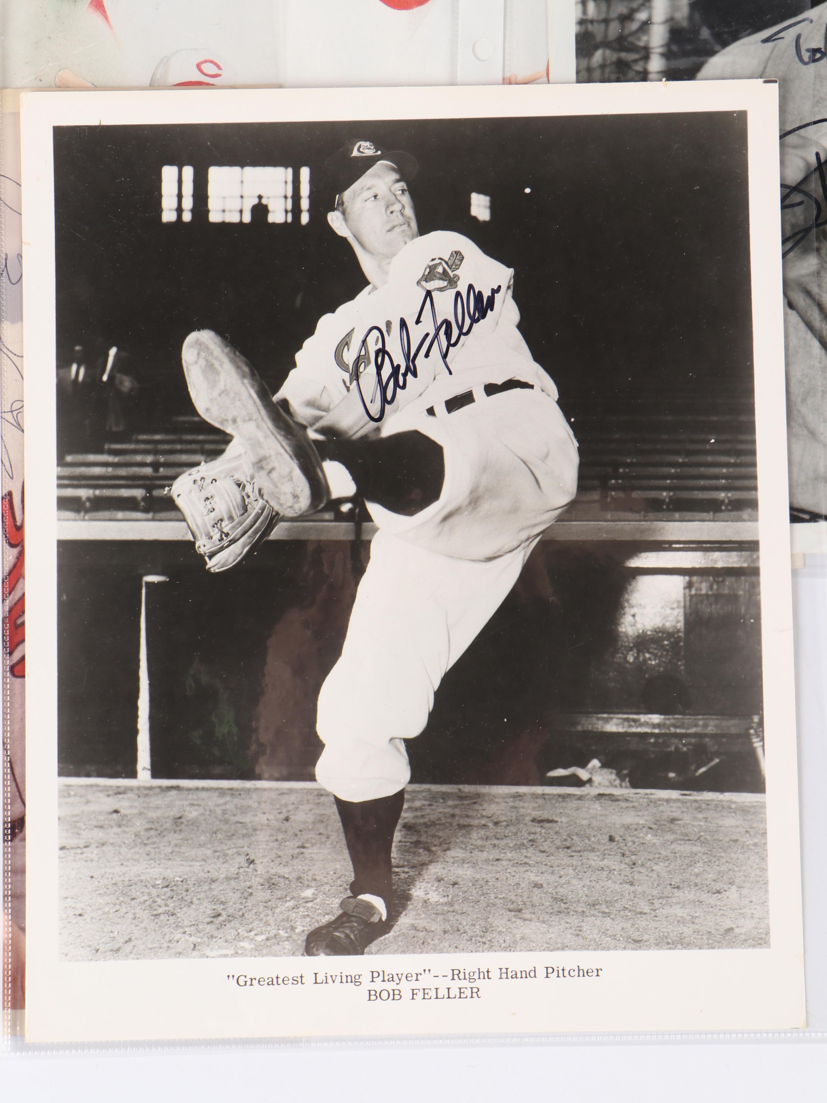 Signed Vintage Baseball Prints Featuring Hank Aaron, Frank Robinson, and More