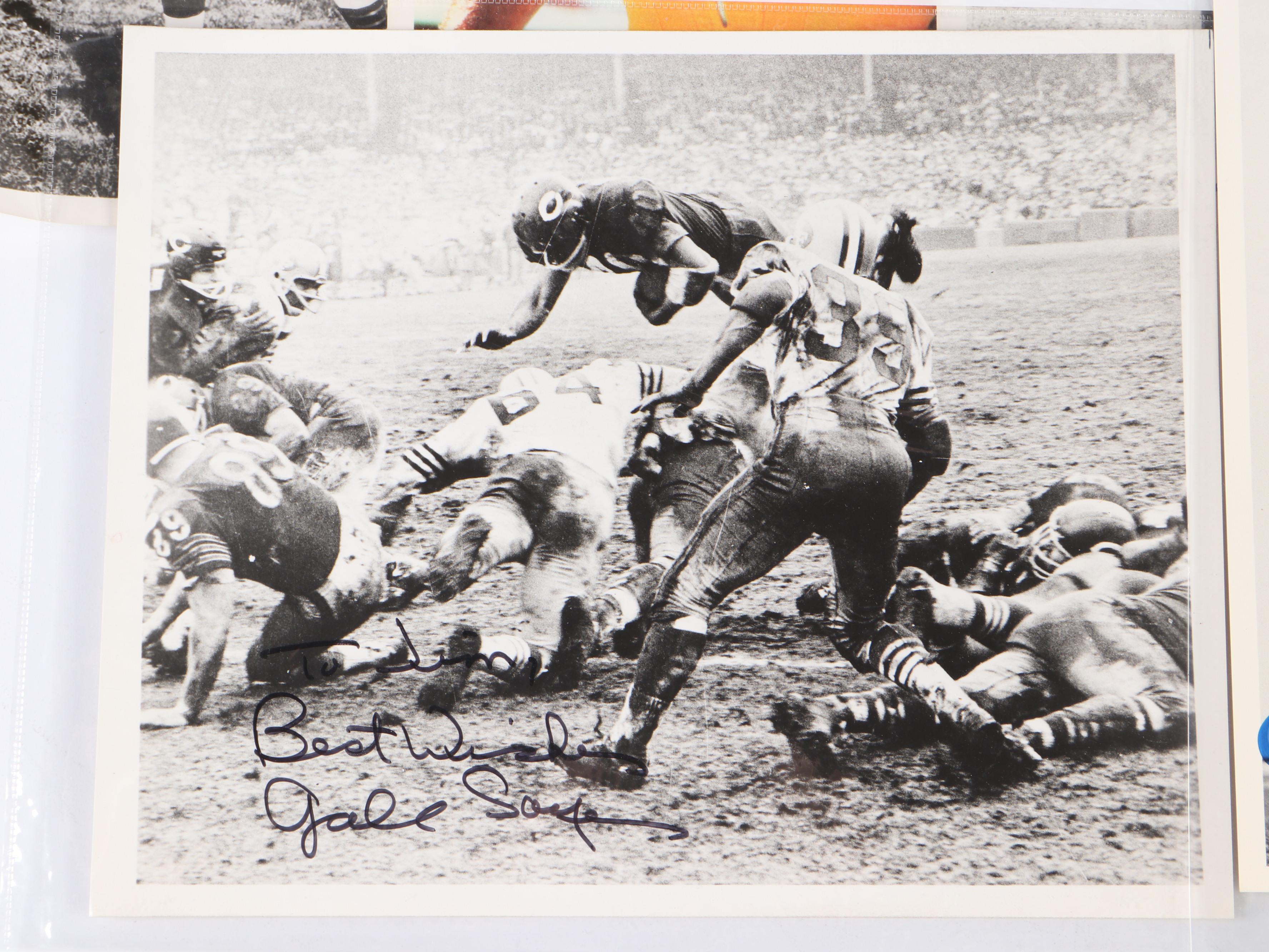 Signed Vintage Football Prints Featuring Joe Namath, Gale Sayers, and More