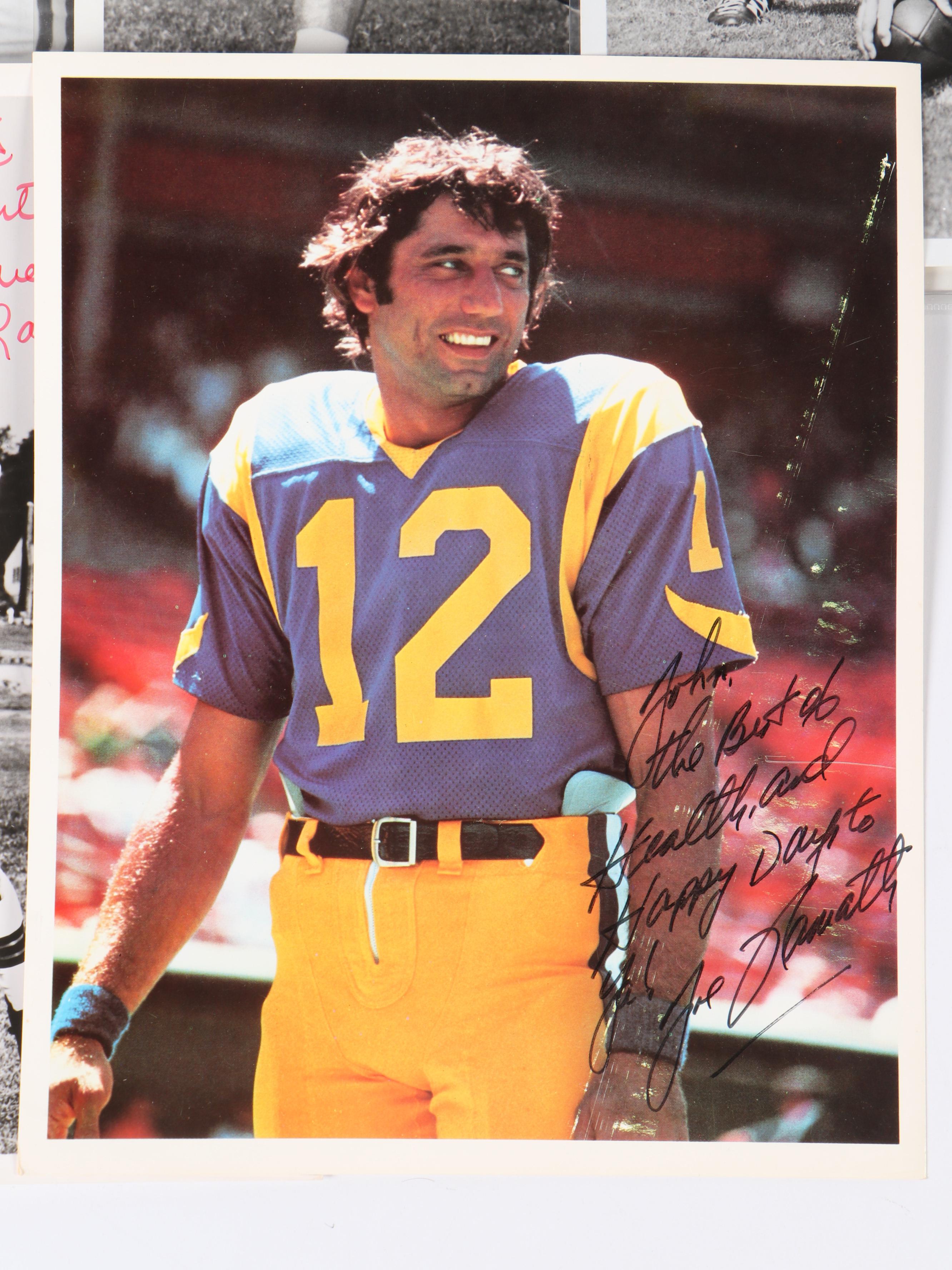 Signed Vintage Football Prints Featuring Joe Namath, Gale Sayers, and More