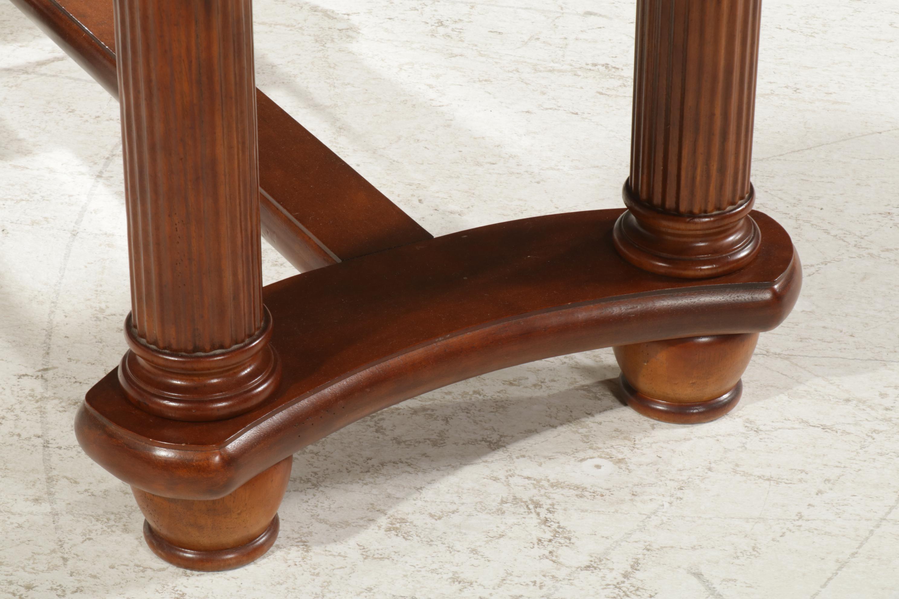 Neoclassical Style Cherry-Stained Extension Dining Table and Six Hyundai Chairs