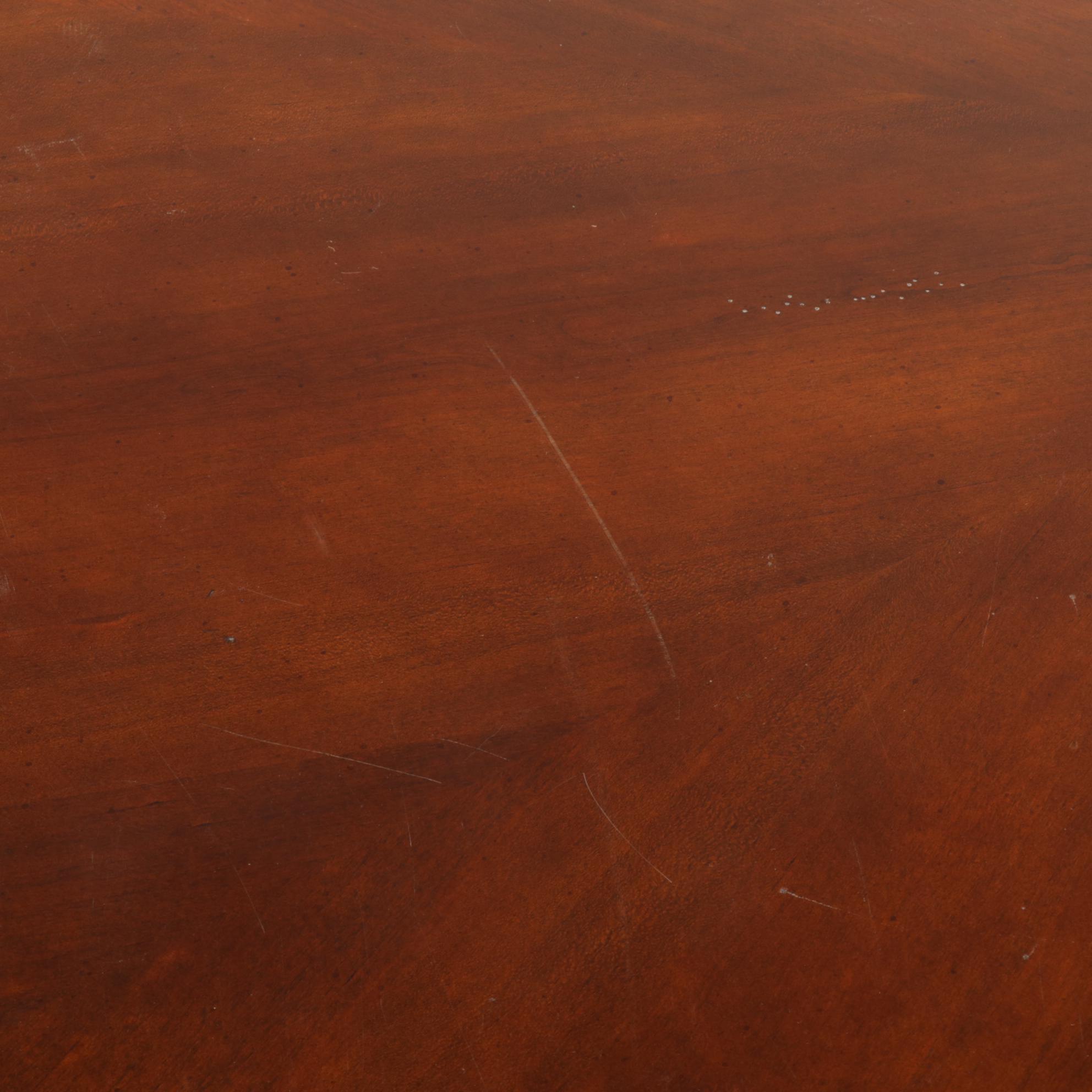 Neoclassical Style Cherry-Stained Extension Dining Table and Six Hyundai Chairs