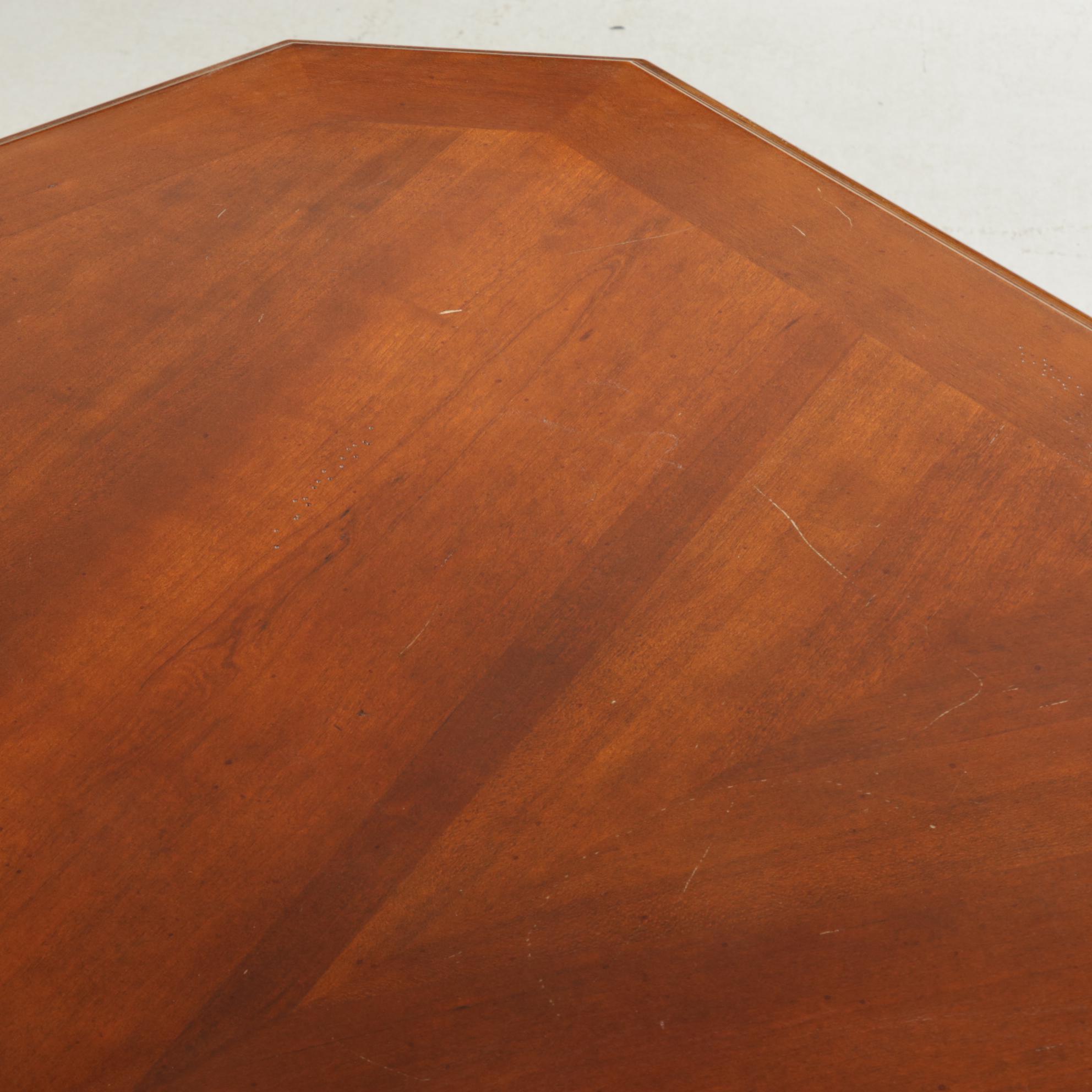 Neoclassical Style Cherry-Stained Extension Dining Table and Six Hyundai Chairs