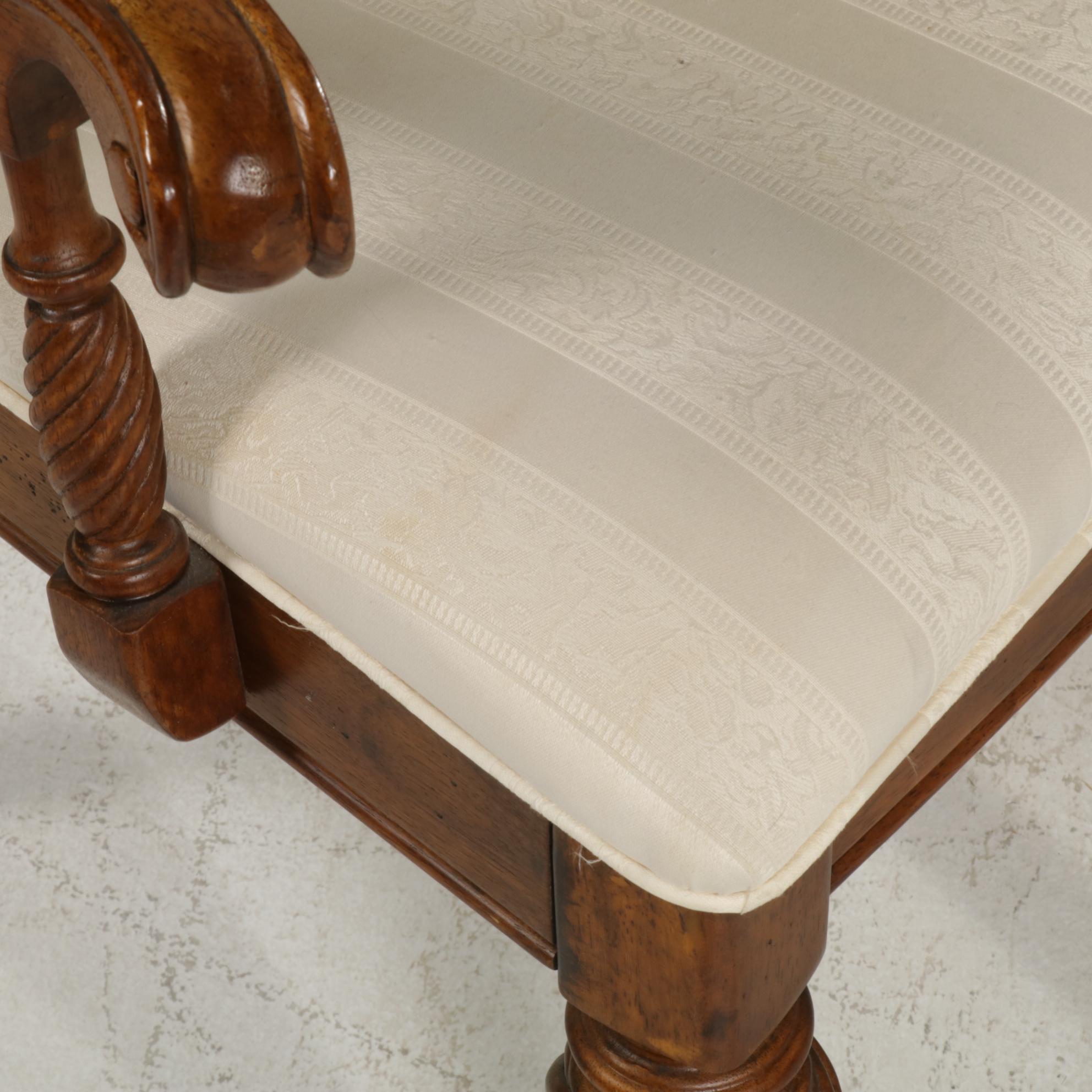 Neoclassical Style Cherry-Stained Extension Dining Table and Six Hyundai Chairs