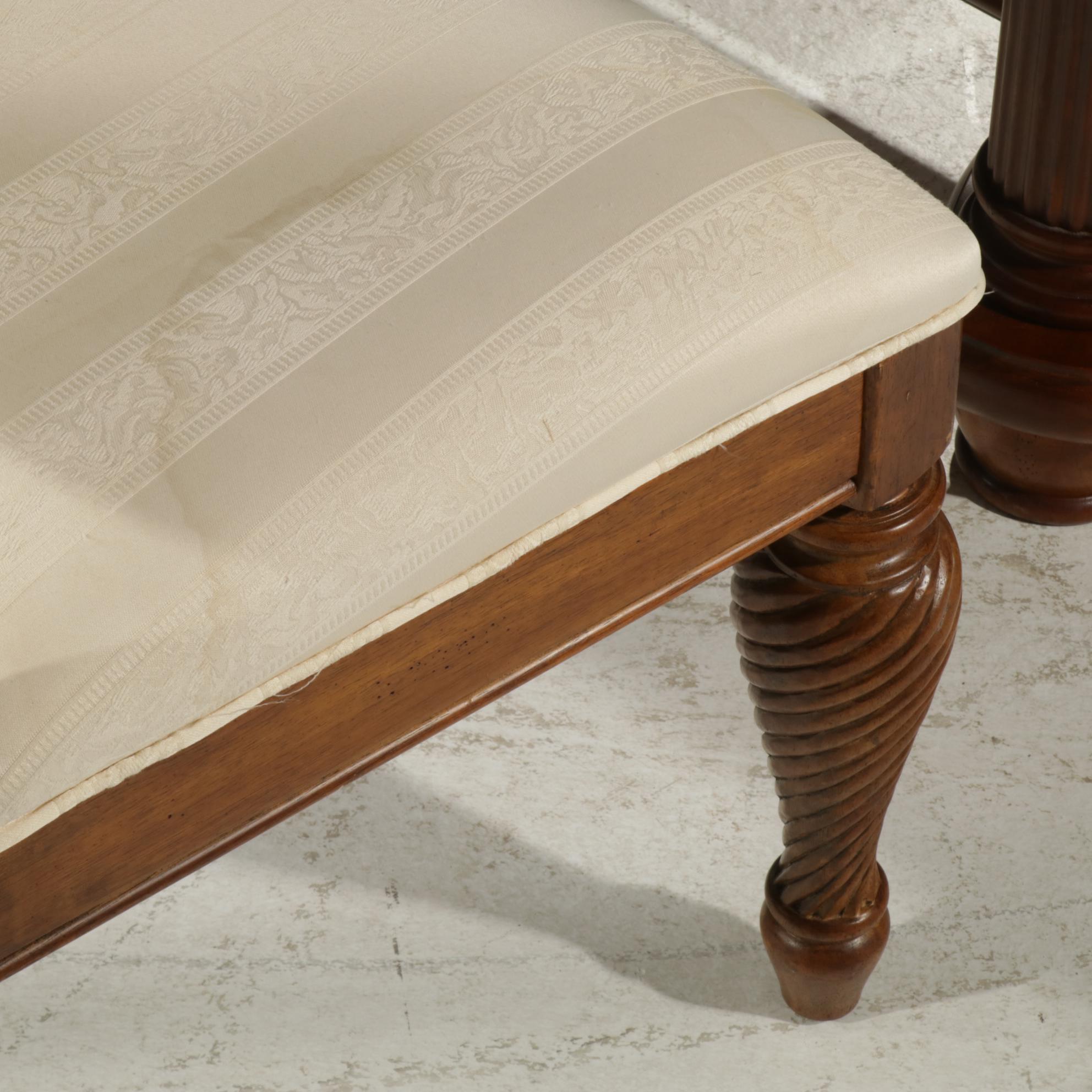 Neoclassical Style Cherry-Stained Extension Dining Table and Six Hyundai Chairs