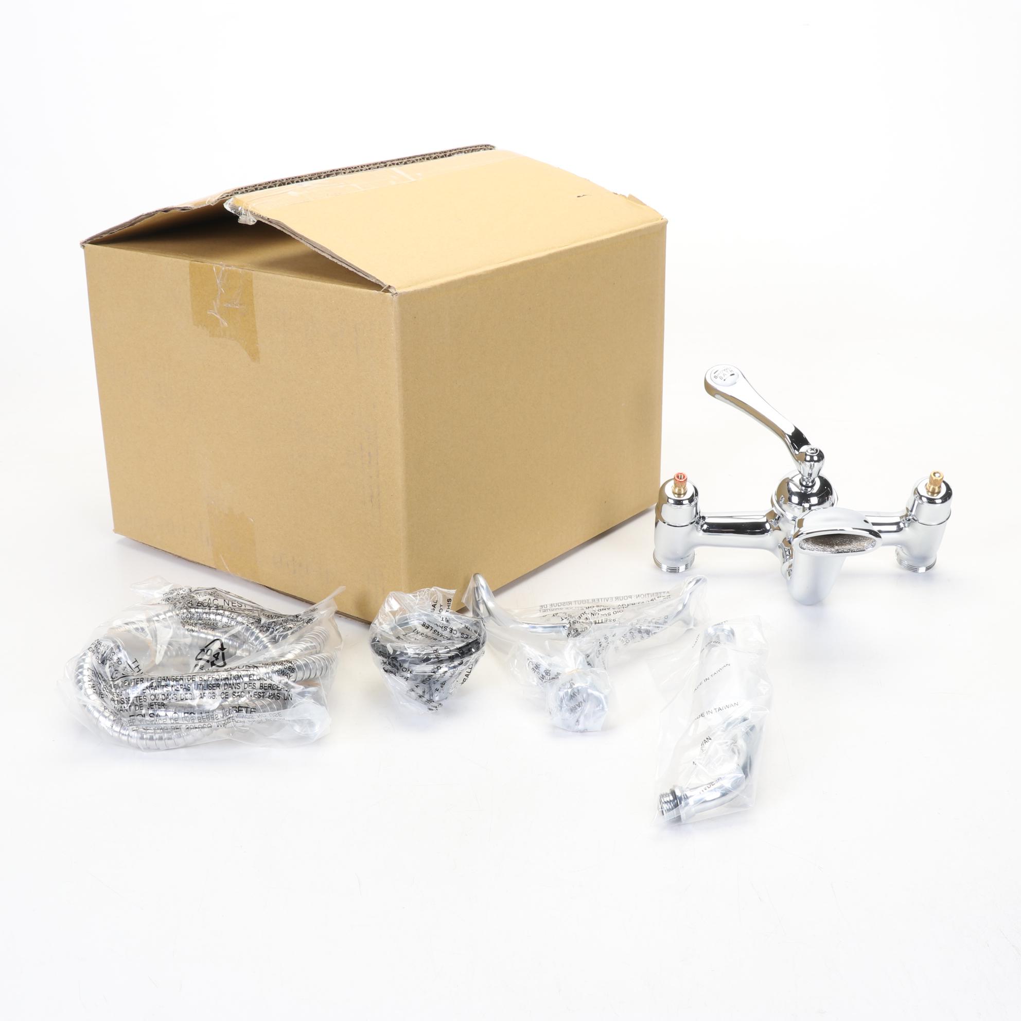 Chrome Finish Telephone-Style Faucet Body With Hand Shower, Cradle