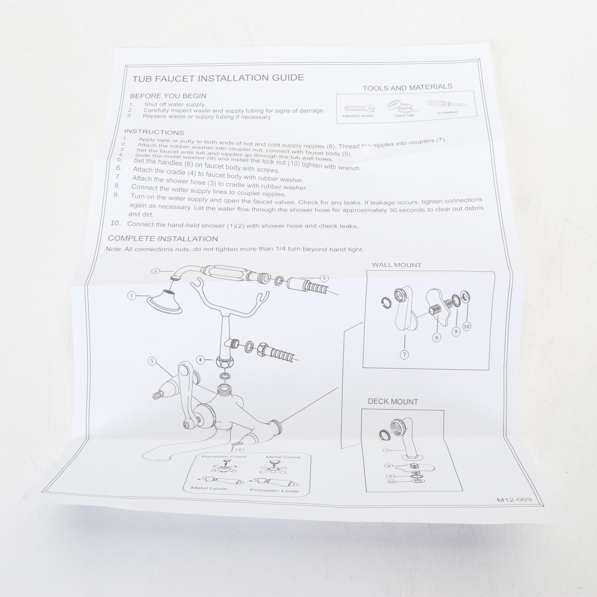 Chrome Finish Telephone-Style Faucet Body With Hand Shower, Cradle