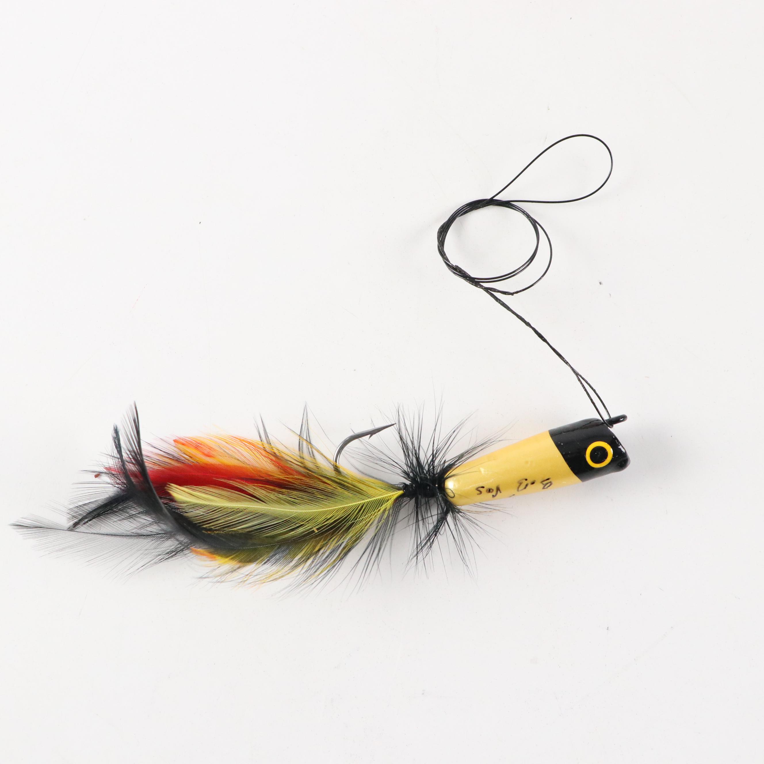 Handmade Wood and Feather Fishing Lures