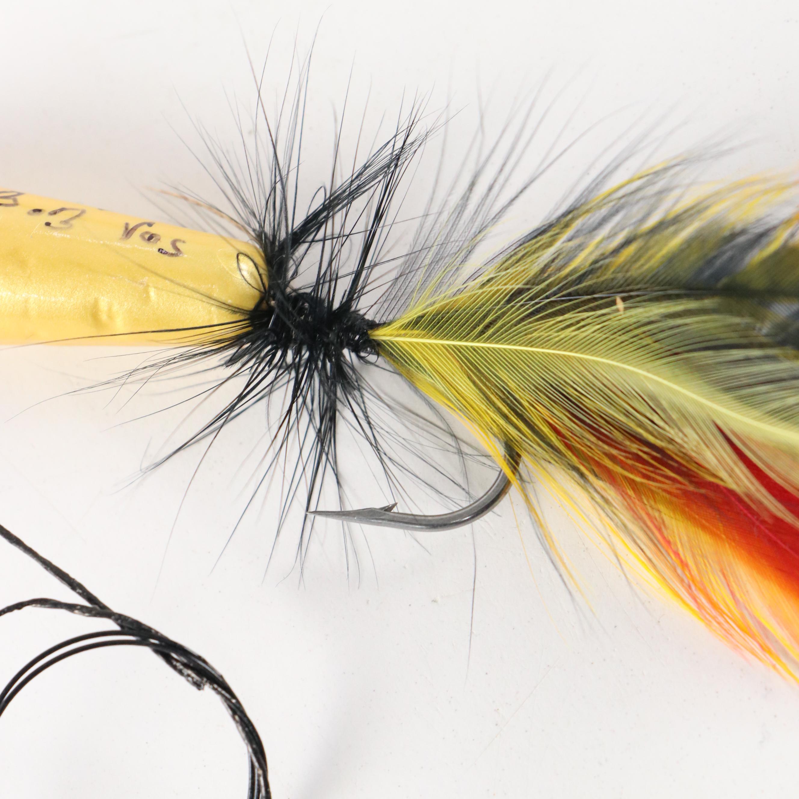 Handmade Wood and Feather Fishing Lures