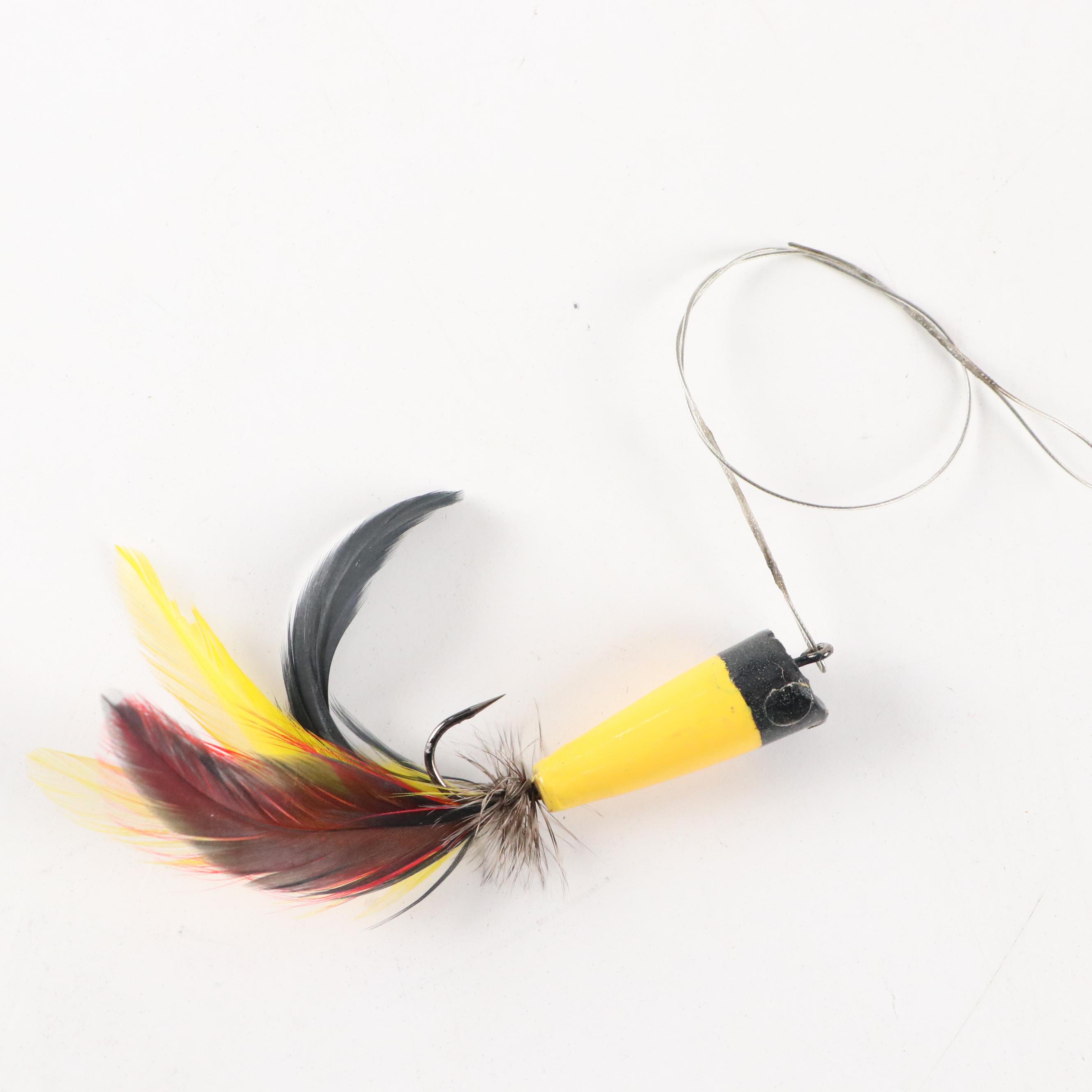 Handmade Wood and Feather Fishing Lures