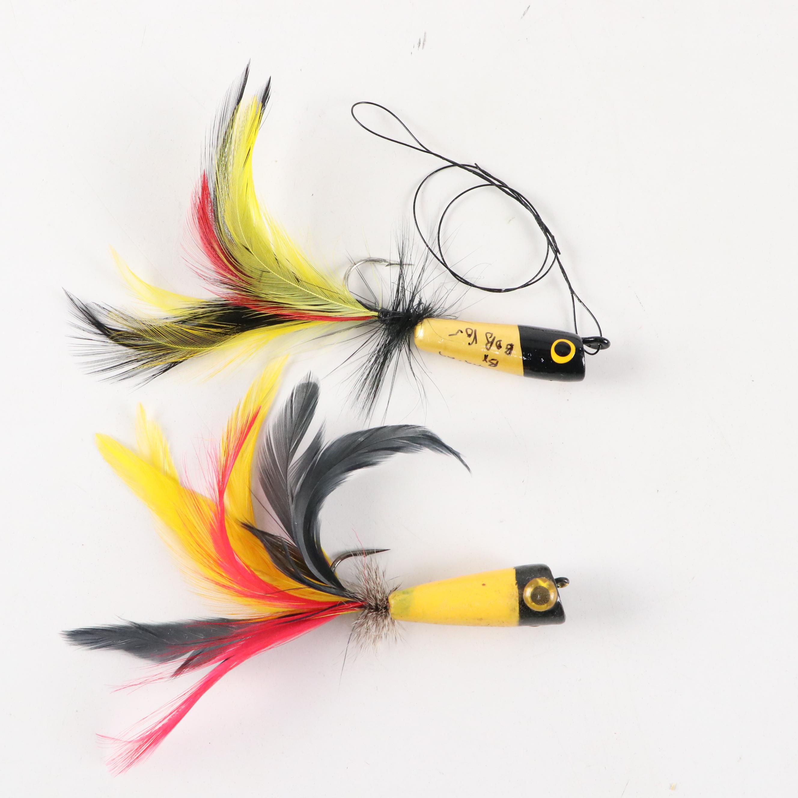 Handmade Wood and Feather Fishing Lures EBTH