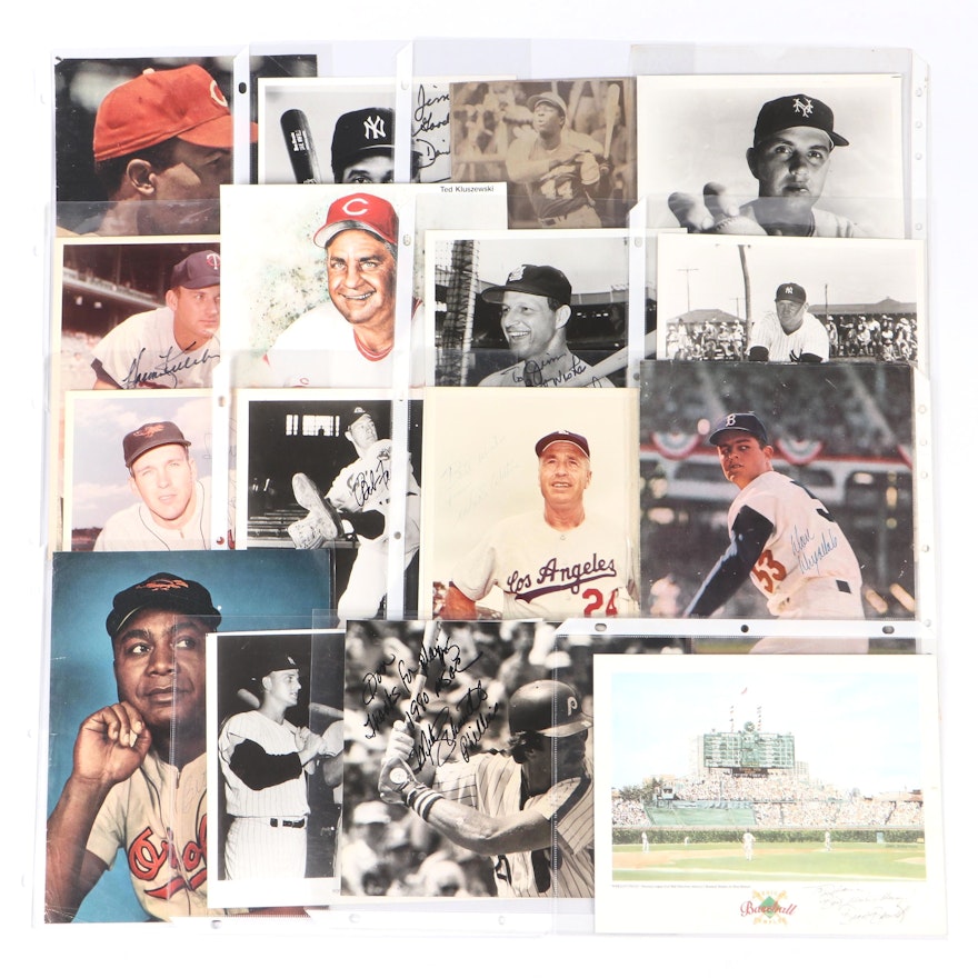 Signed Vintage Baseball Prints Featuring Hank Aaron, Frank Robinson, and More