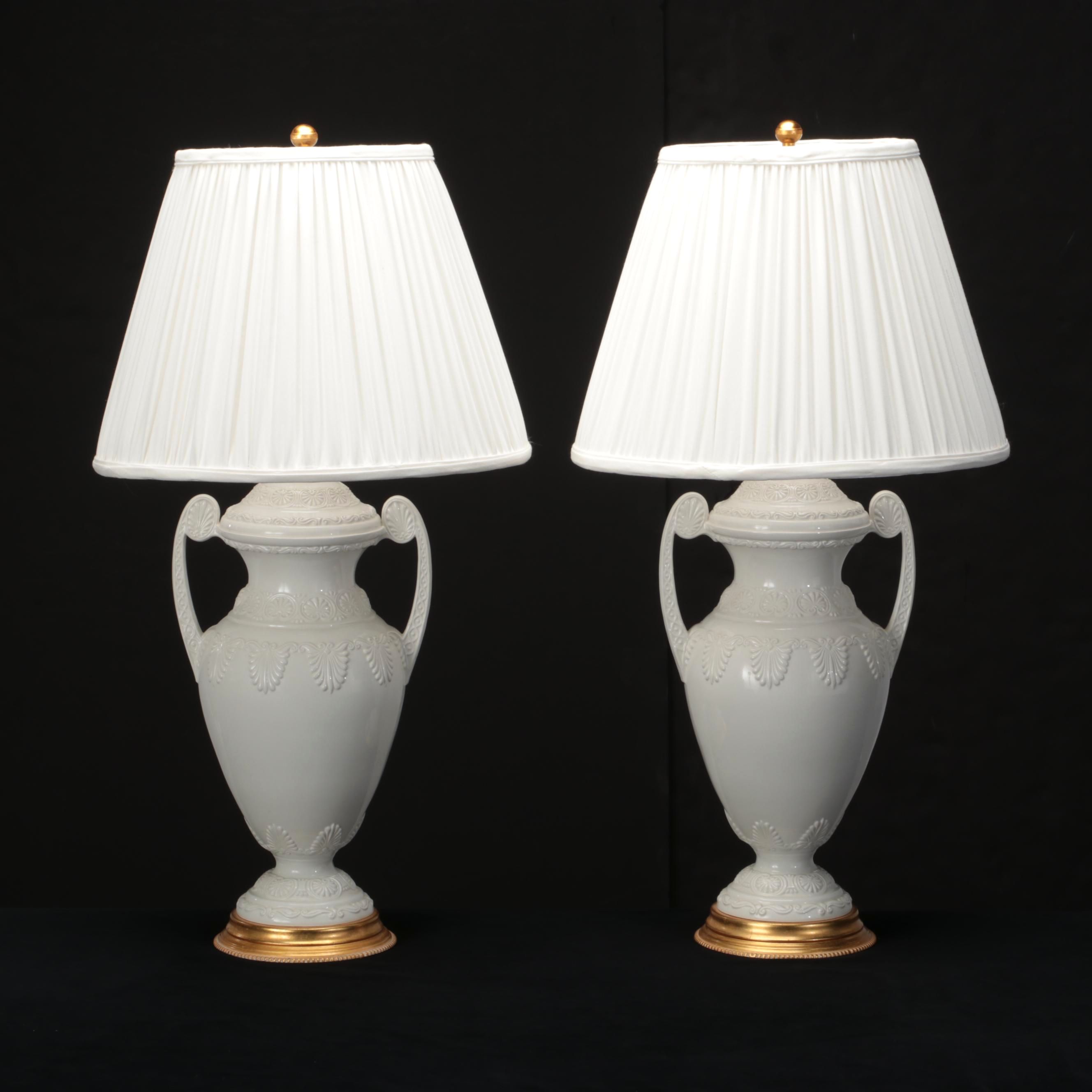 Lenox for Frederick Cooper Neoclassical Style Porcelain Table Lamps
