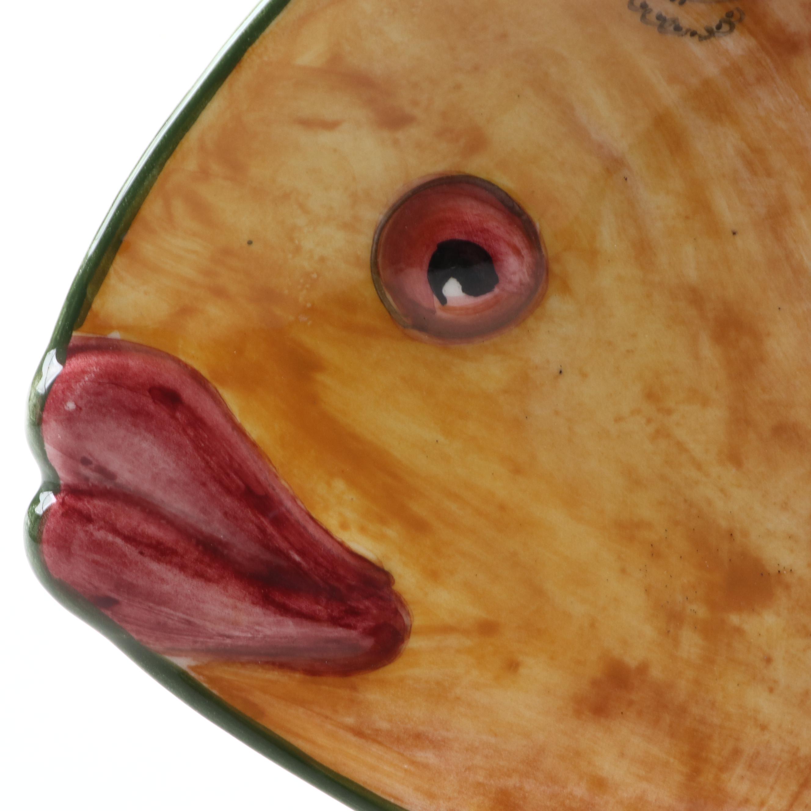 Greek Majolica Hand-Painted Fish Platter