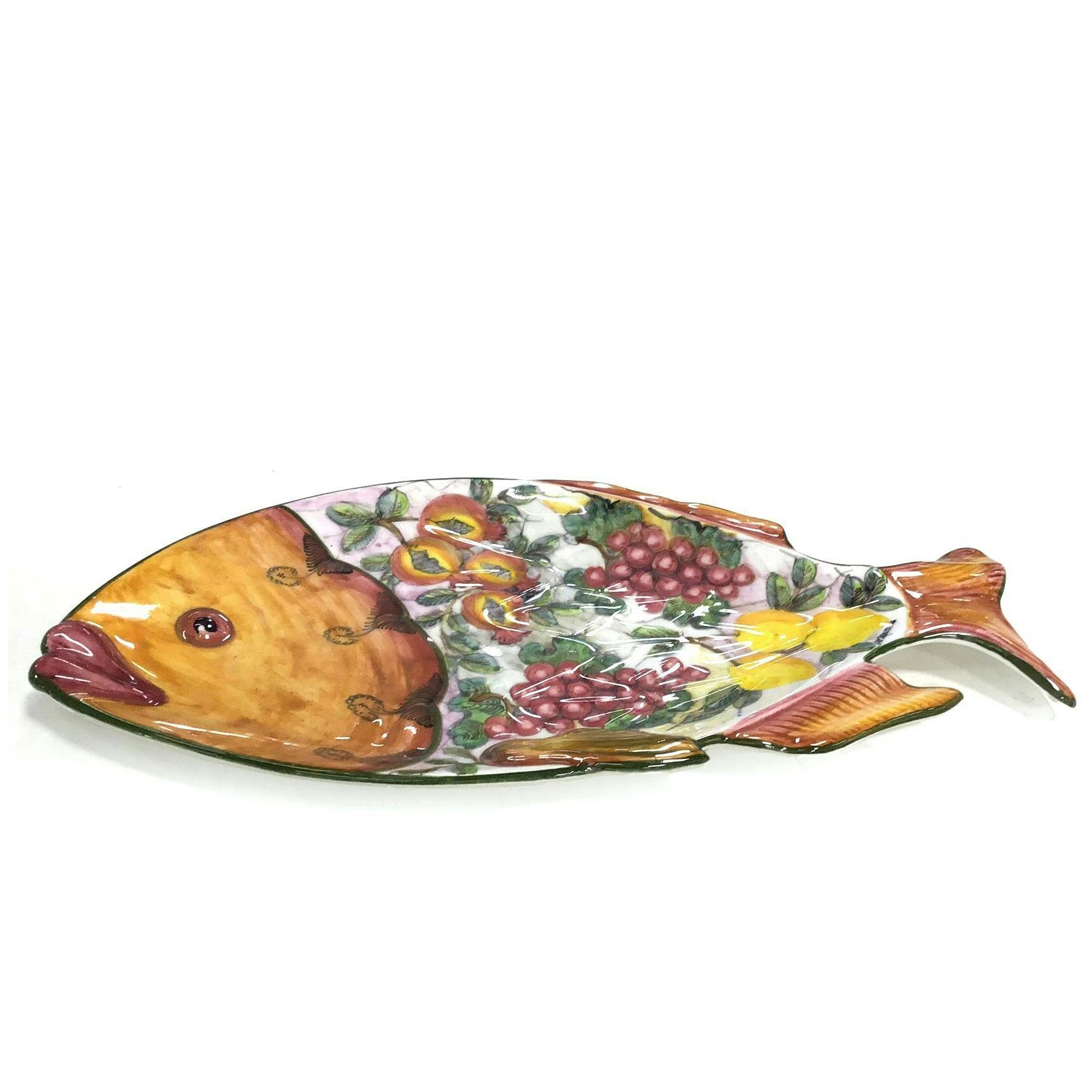 Greek Majolica Hand-Painted Fish Platter