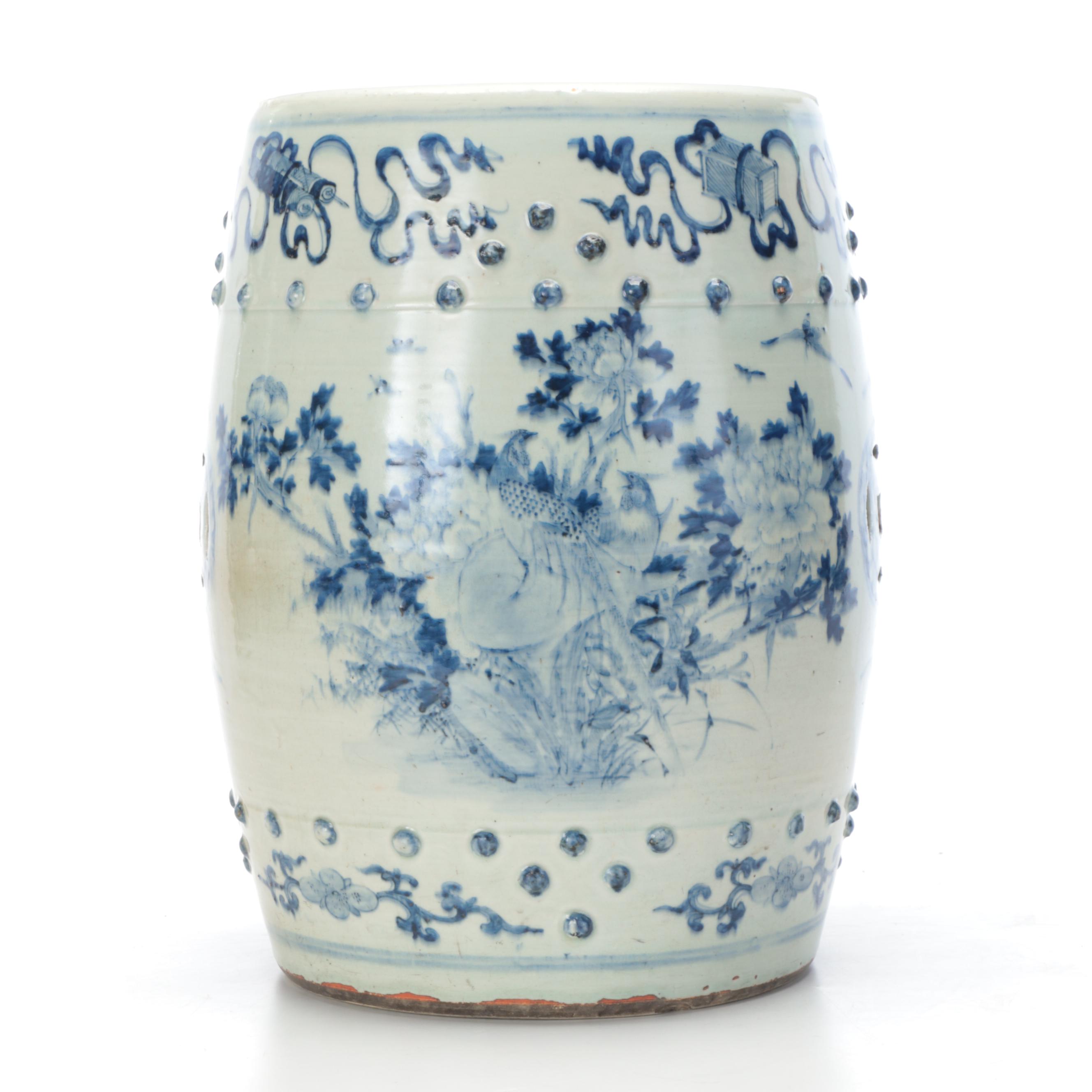 Antique Chinese Porcelain Blue and White Garden Stool
