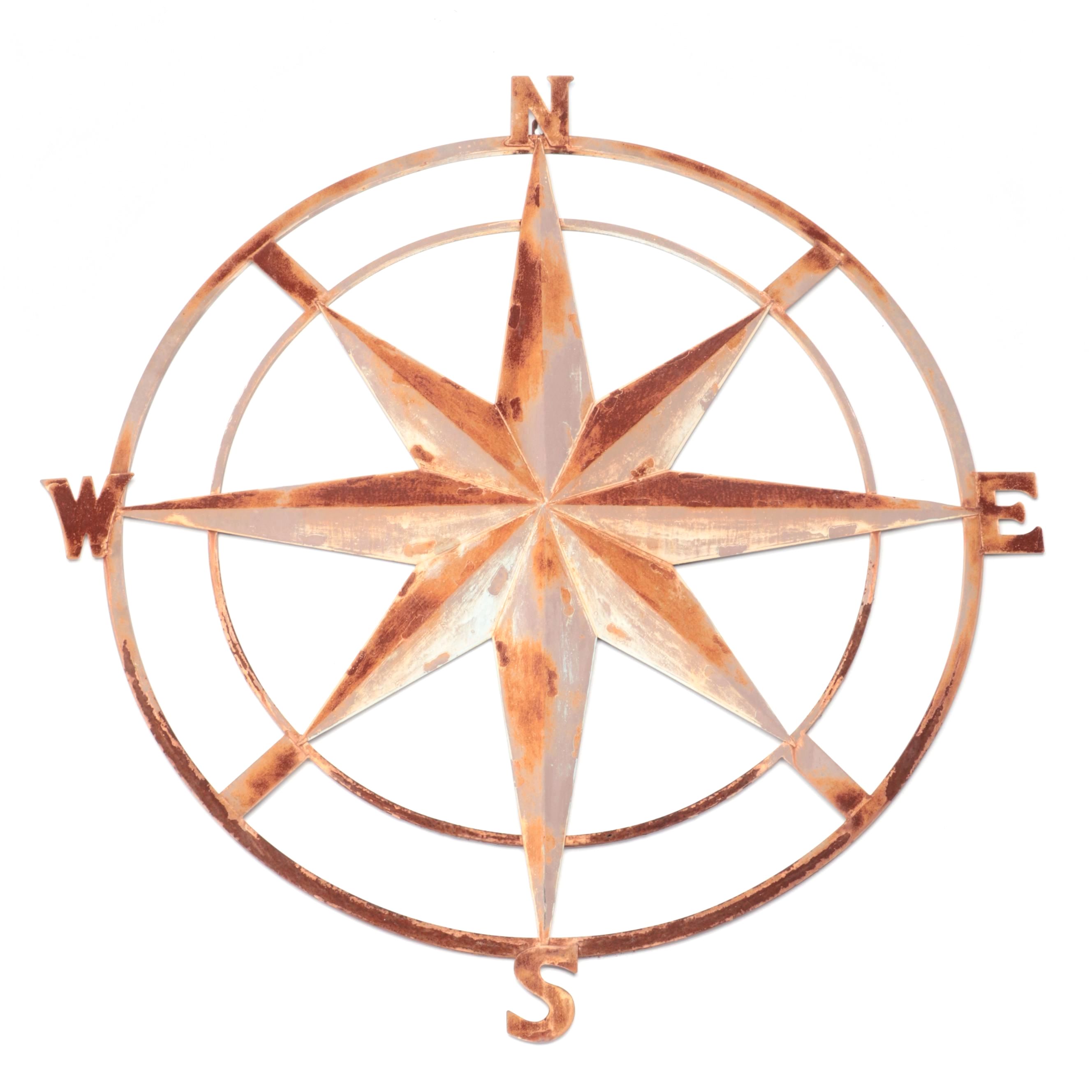 Farmhouse Style Compass Motif Metal Wall Hanging Décor