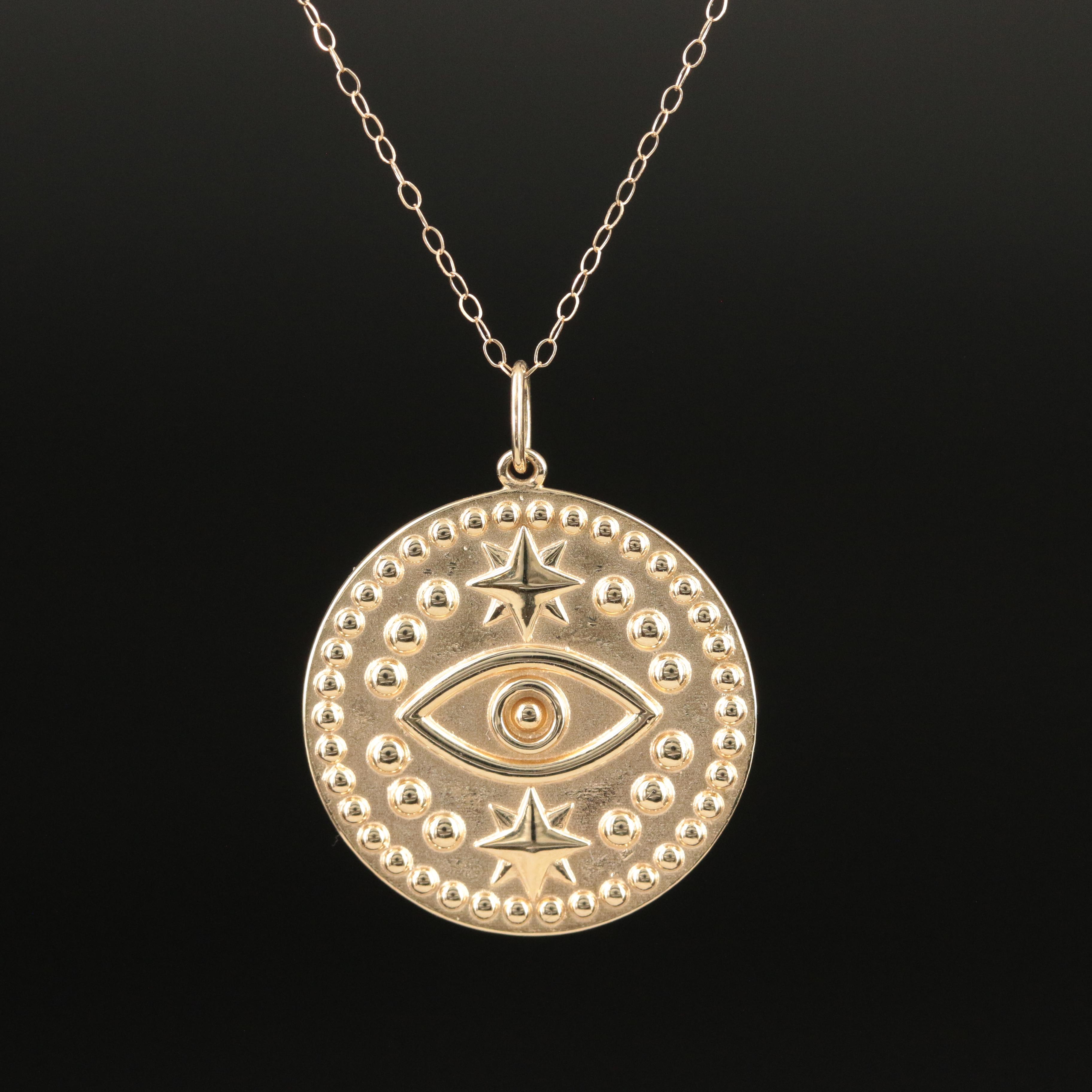 10K Evil Eye Pendant Necklace