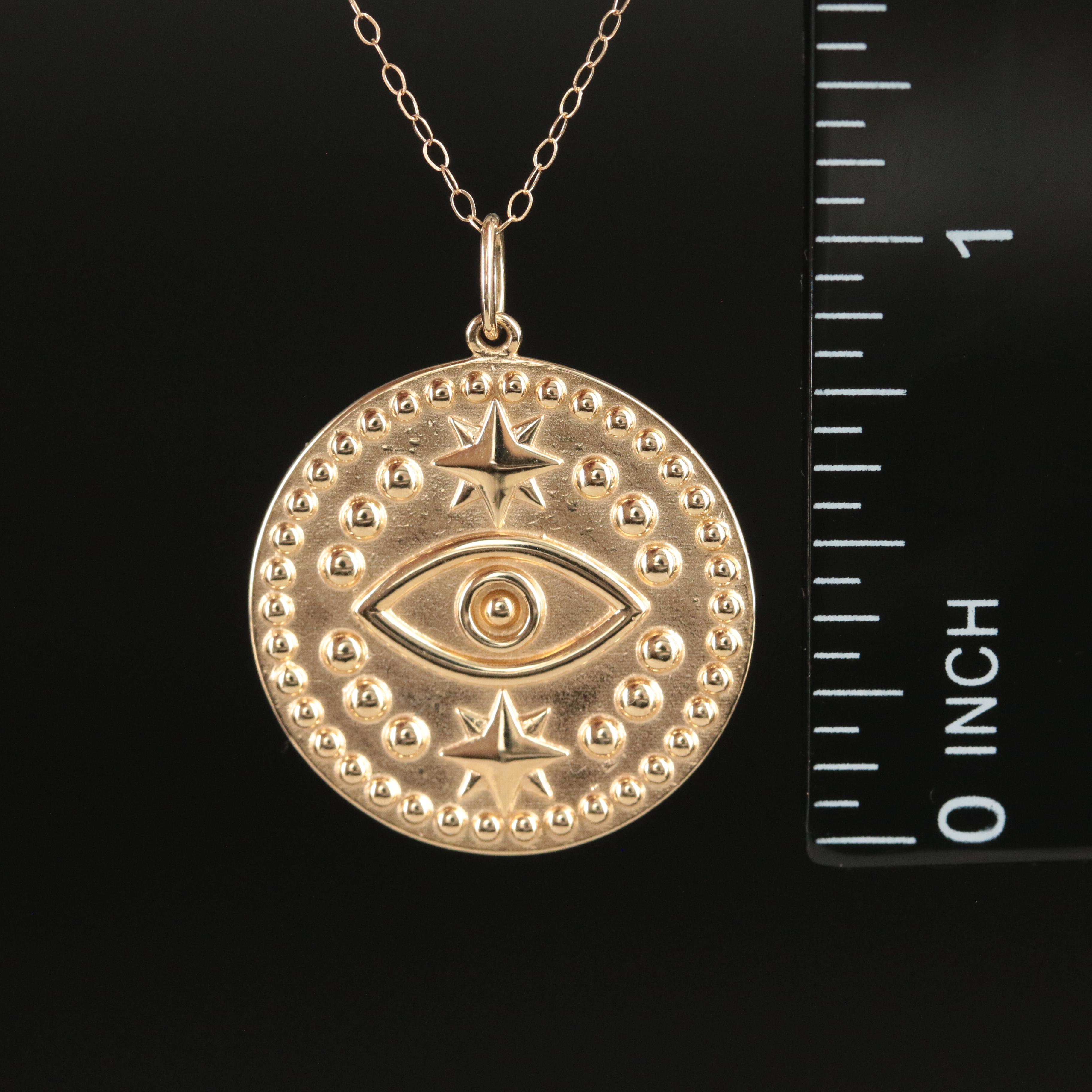 10K Evil Eye Pendant Necklace