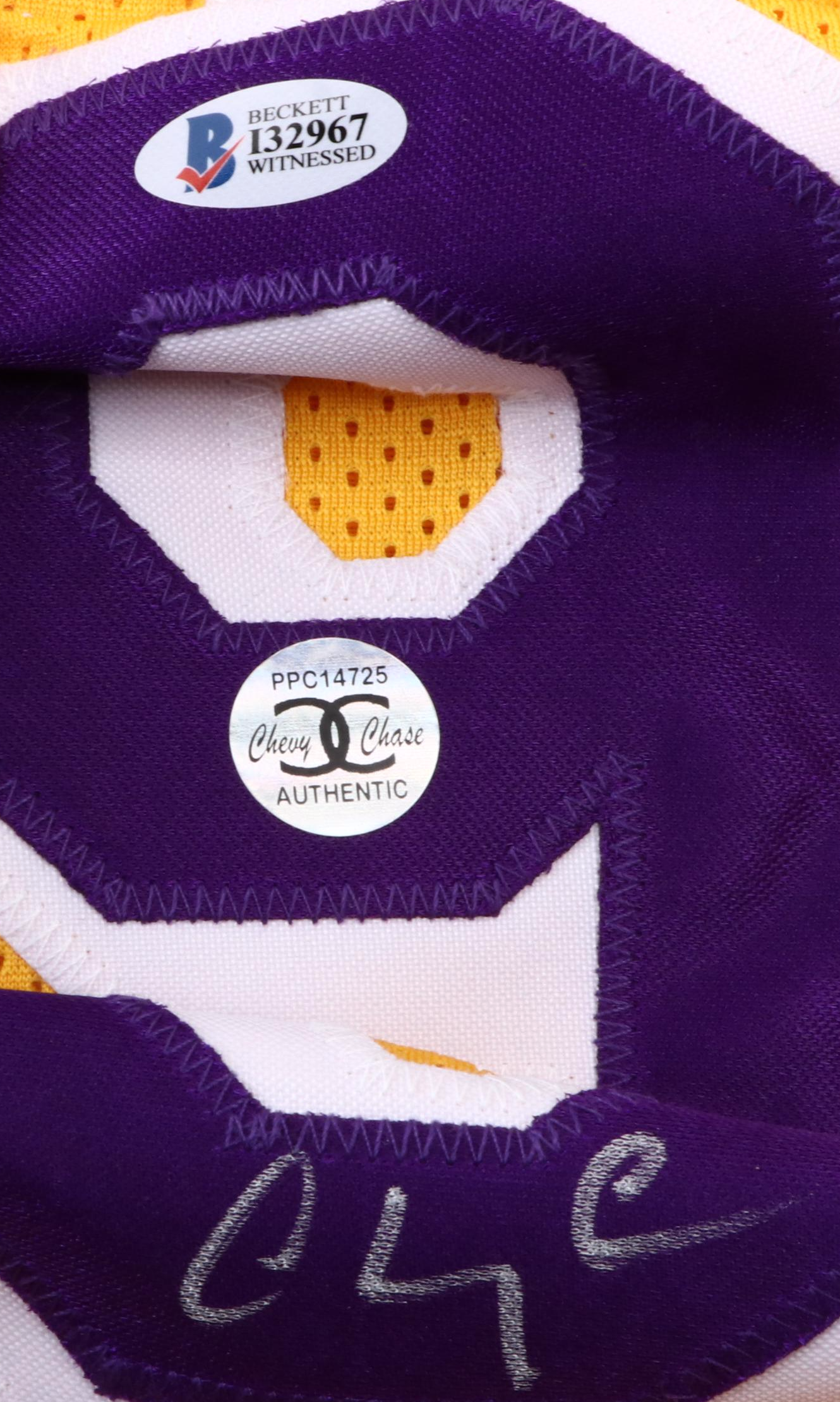 Chevy Chase Signed "Fletch" Los Angeles Lakers Basketball Jersey