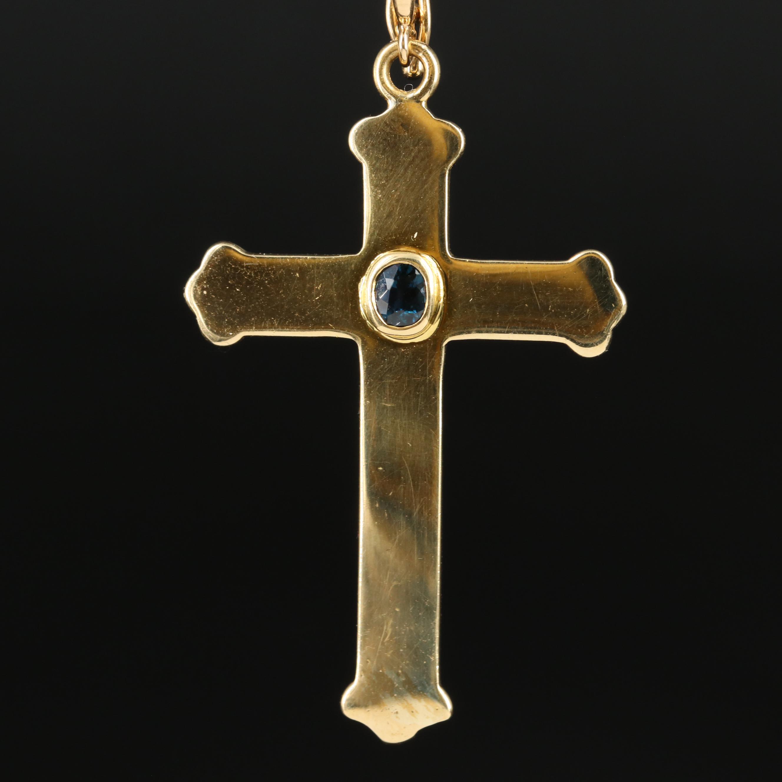 18K Sapphire Cross Pendant