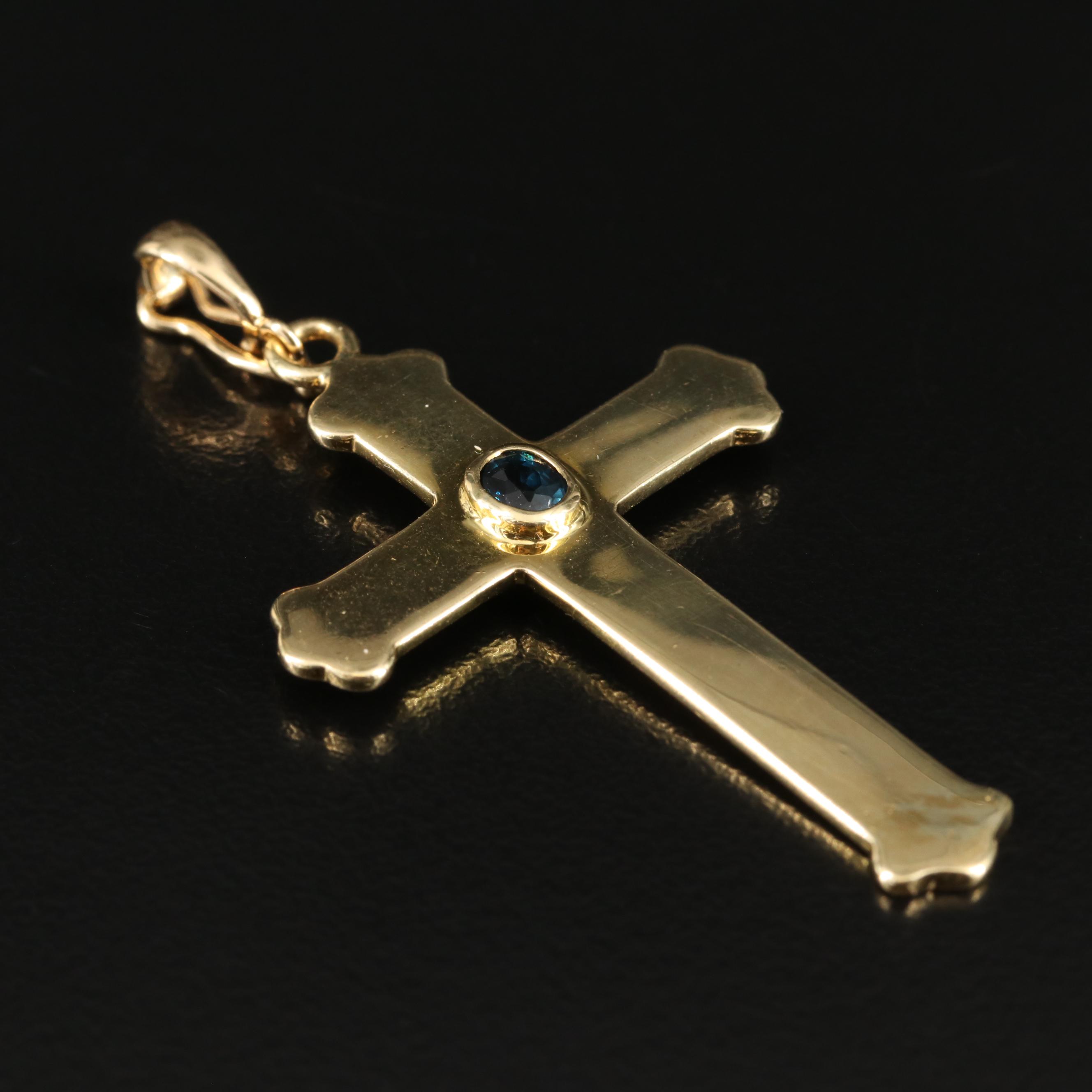 18K Sapphire Cross Pendant