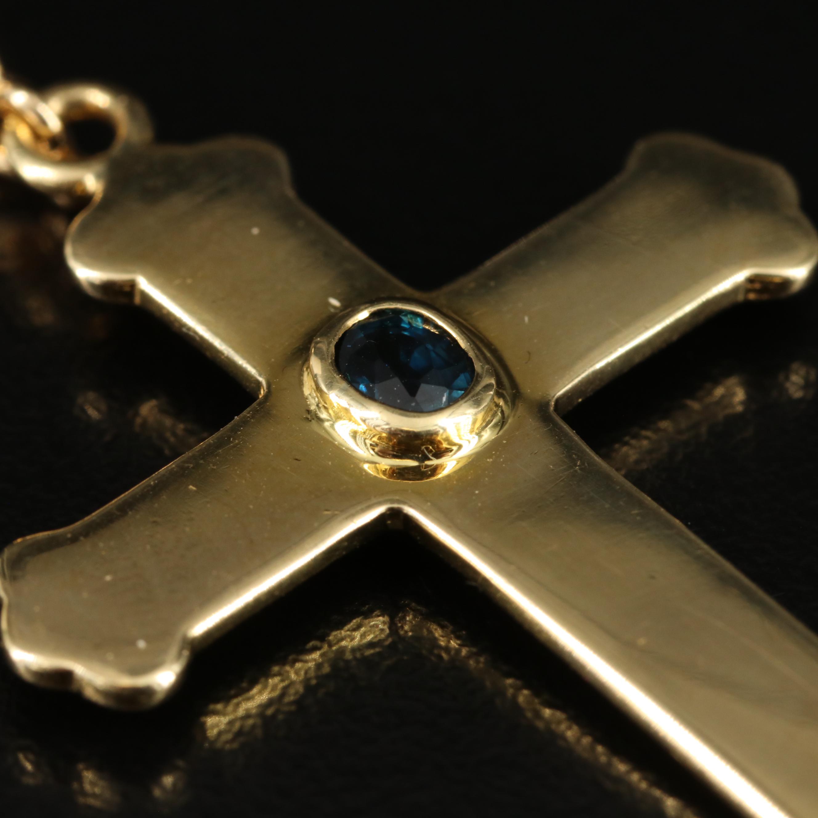 18K Sapphire Cross Pendant
