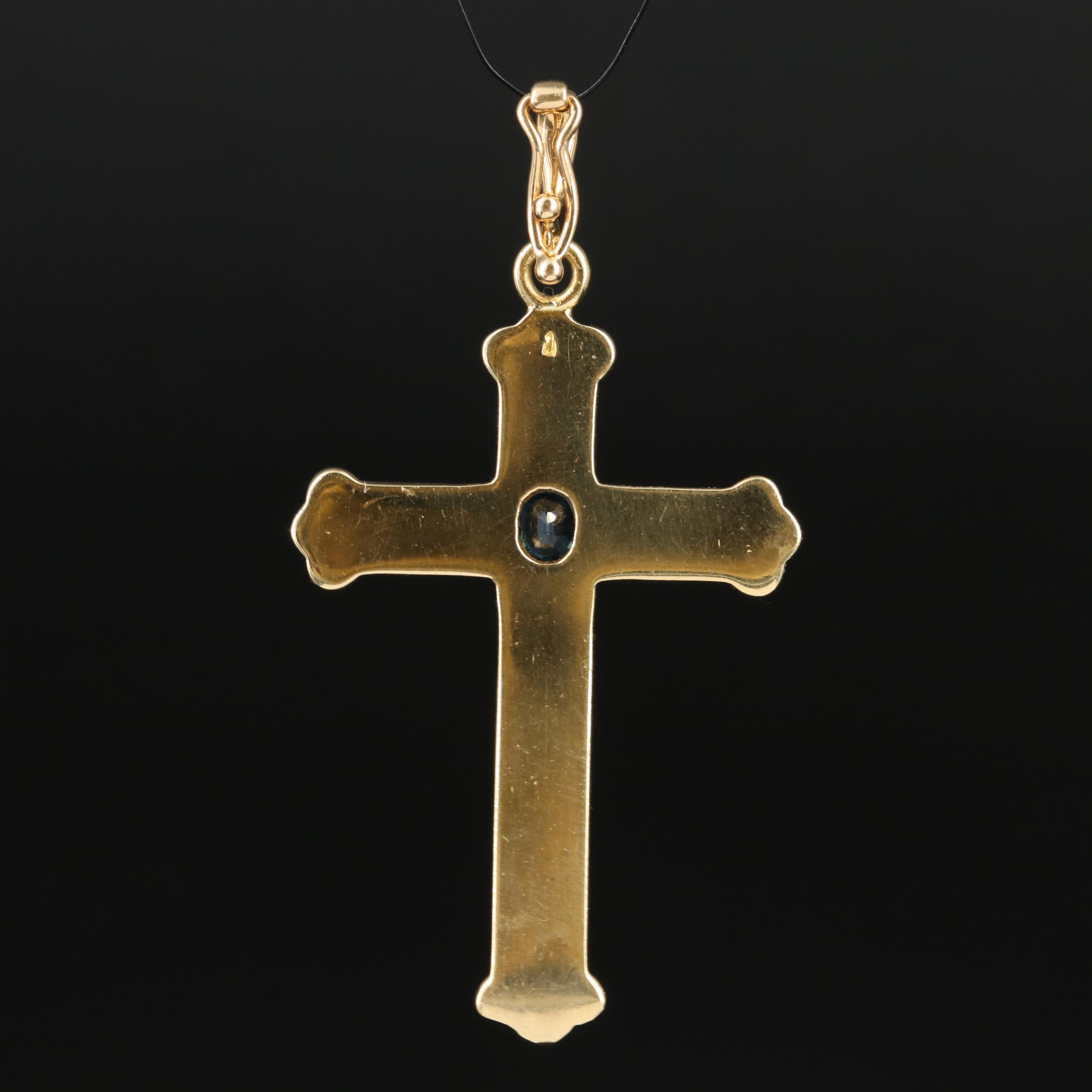 18K Sapphire Cross Pendant