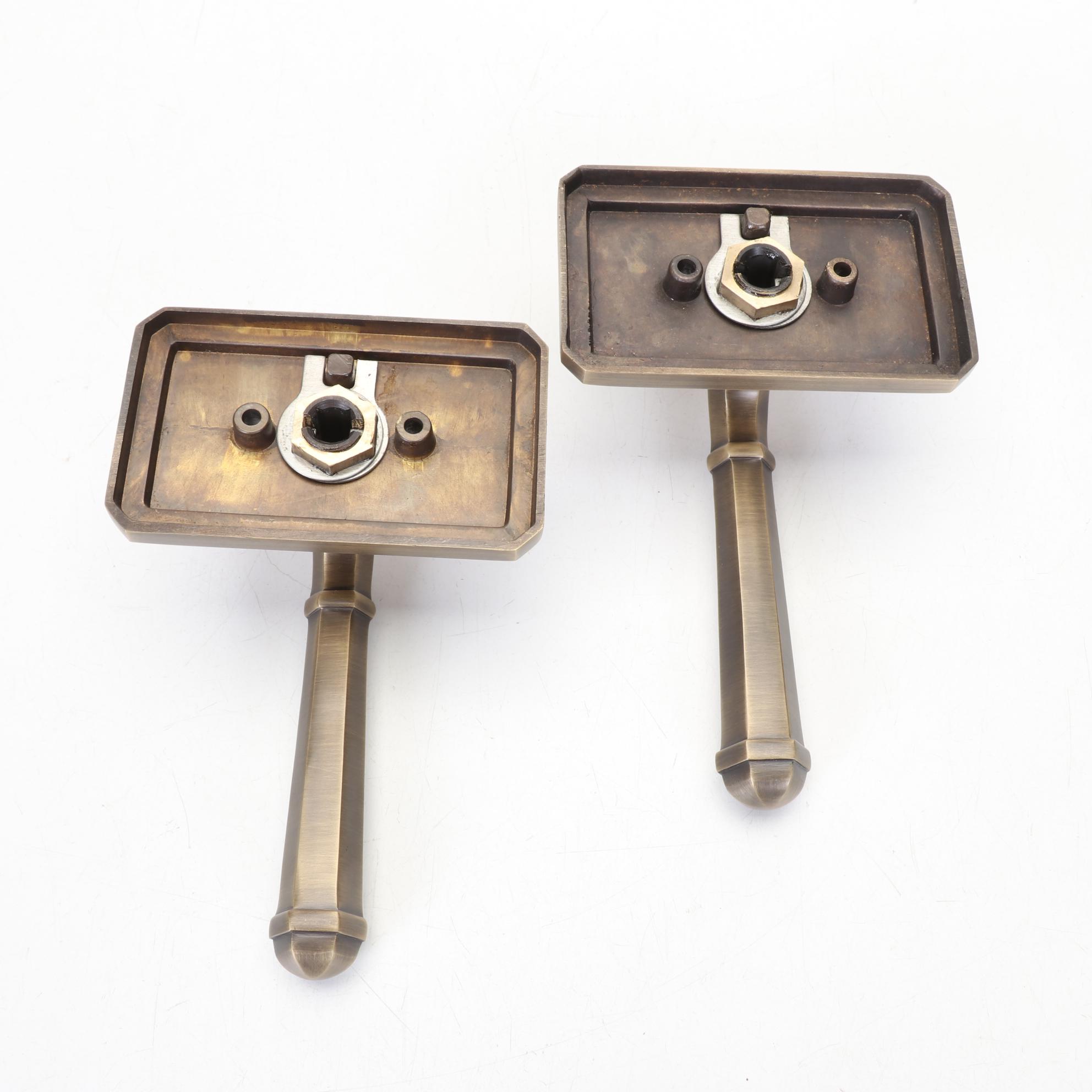 Solid Brass Interior Door Square Lever Handle Set
