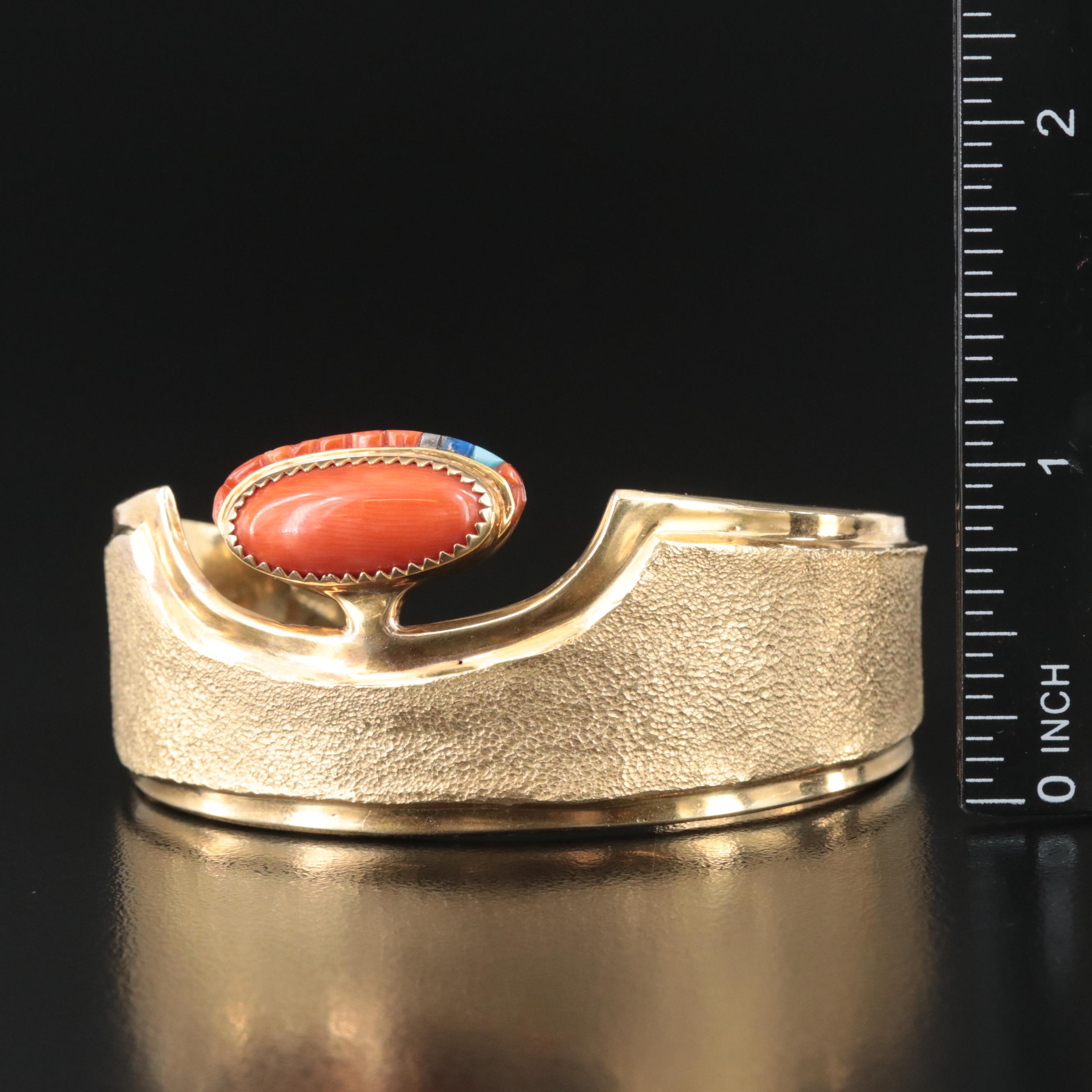 Ben Nighthorse Campbell Cheyenne 18K Coral, Lapis Lazuli and Turquoise Cuff