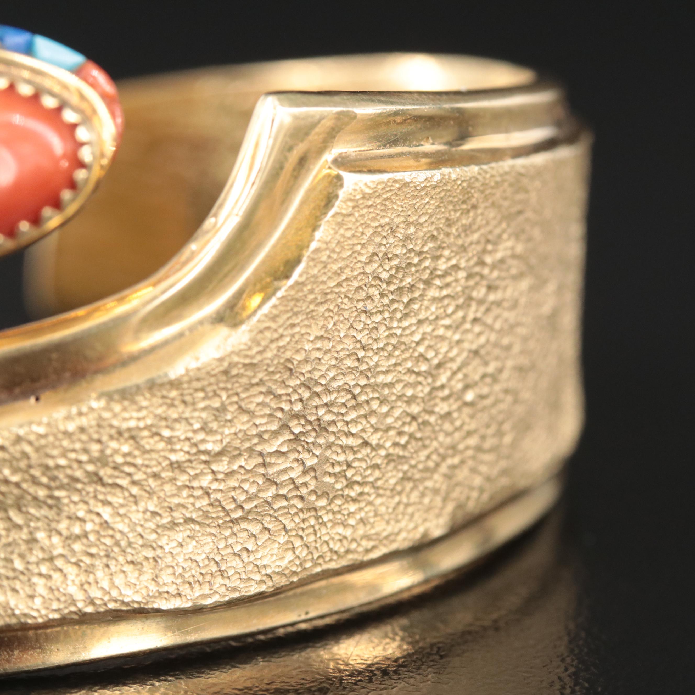 Ben Nighthorse Campbell Cheyenne 18K Coral, Lapis Lazuli and Turquoise Cuff