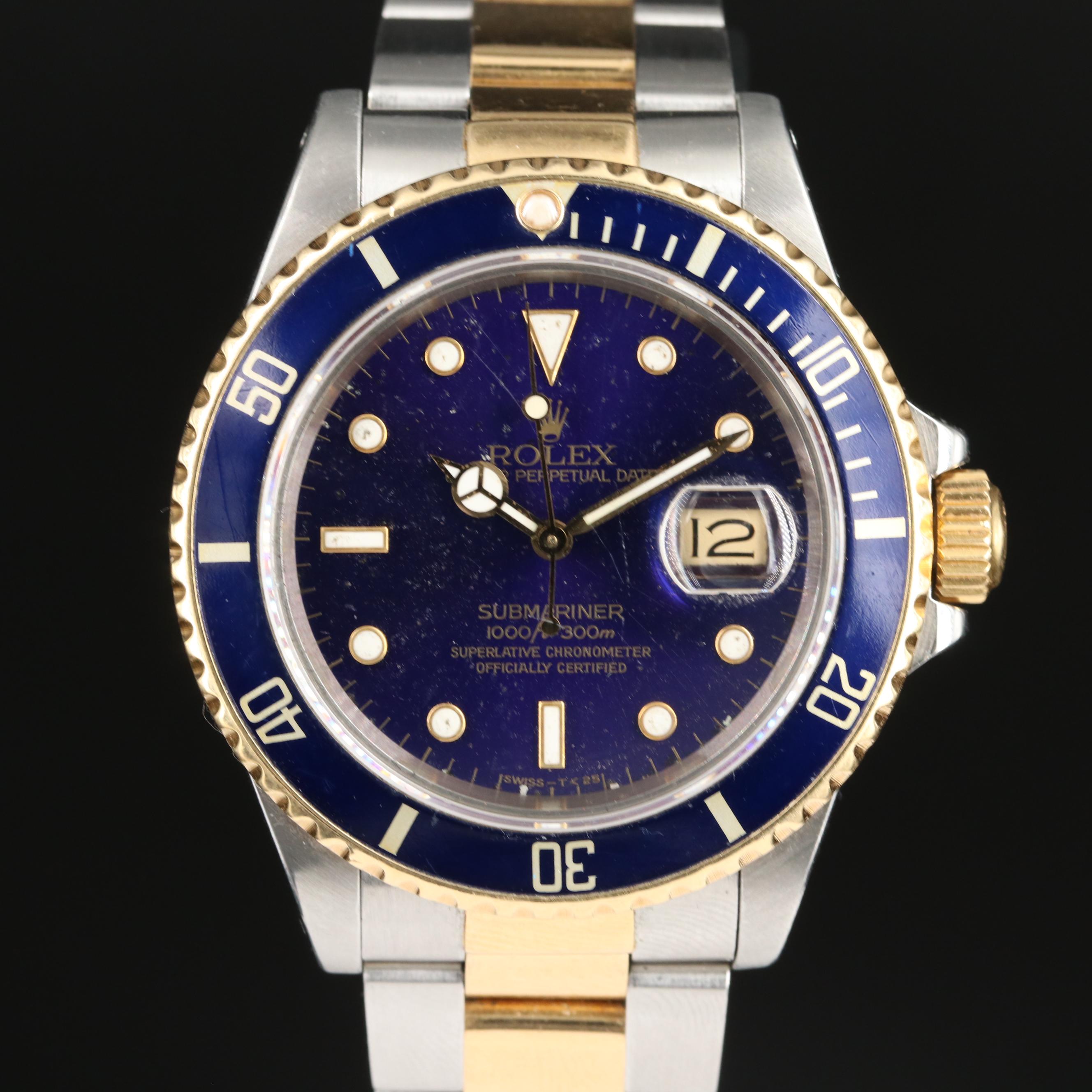 1986 Rolex Blue Dial Two-Tone Date Submariner Watch
