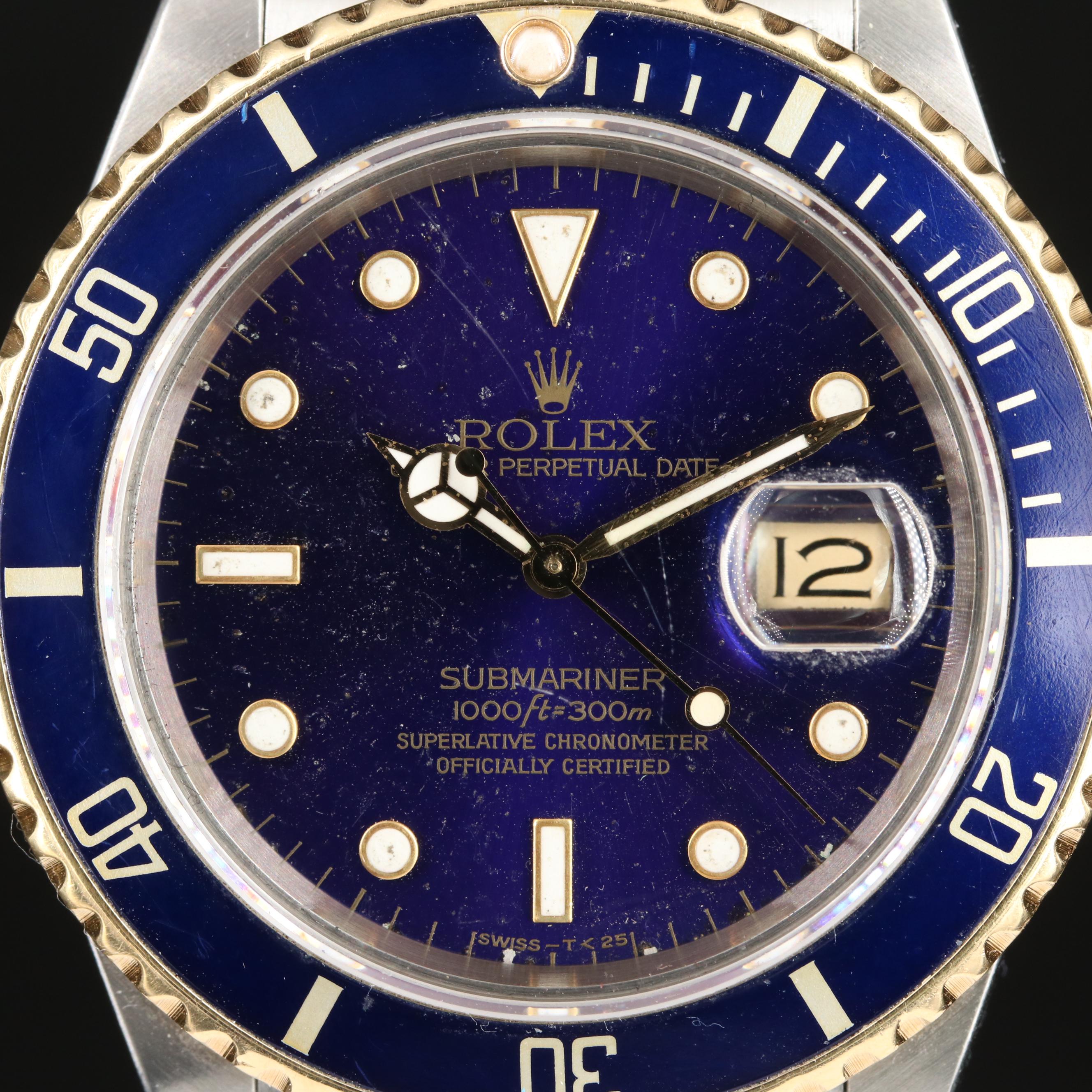 1986 Rolex Blue Dial Two-Tone Date Submariner Watch