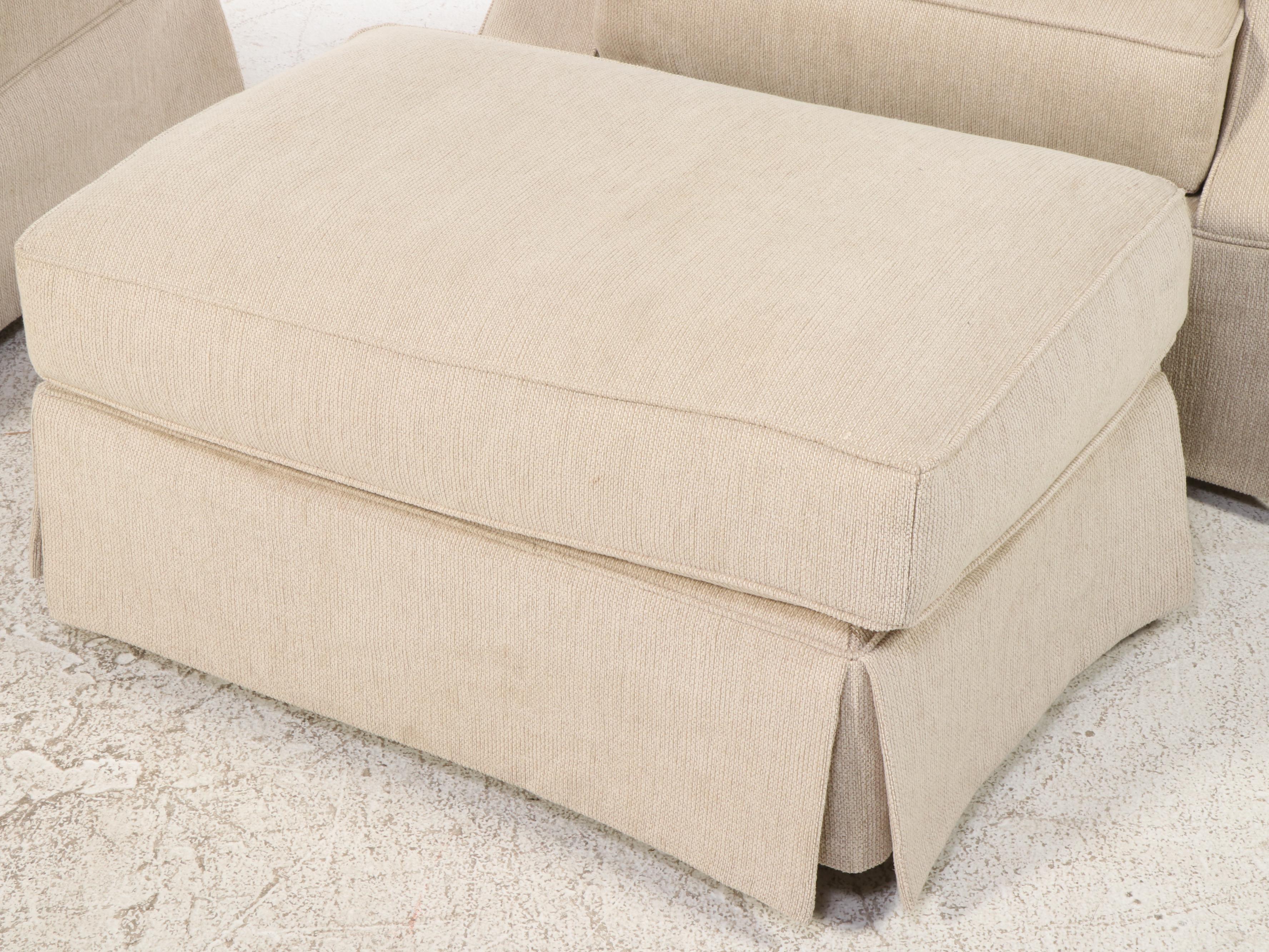 Alan White CustomUpholstered Loveseat with Easy Armchair and Ottoman