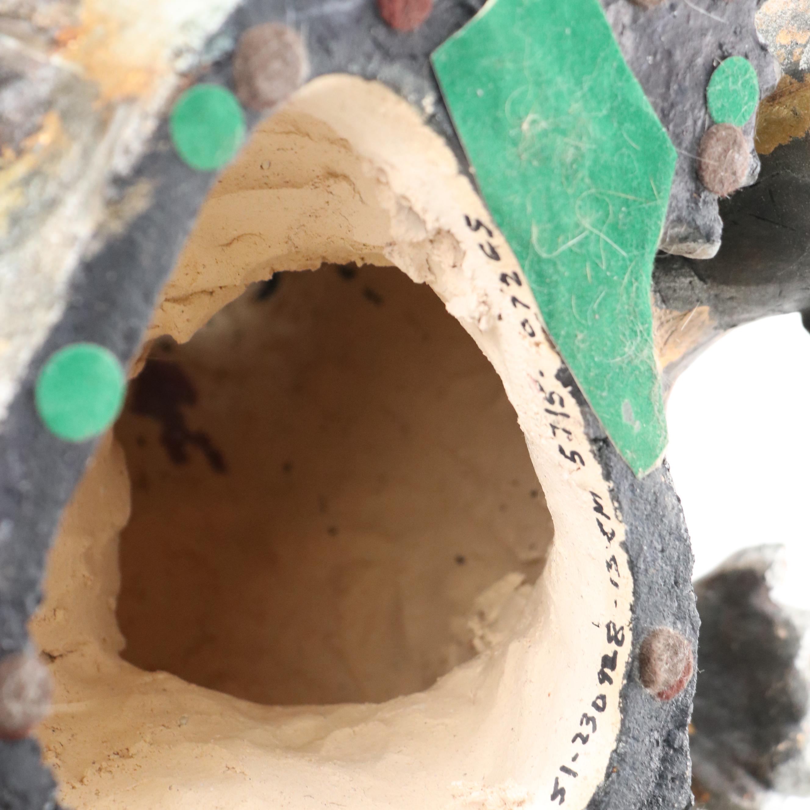 Cast Plaster Composite Guardian Lions Pair With Cub