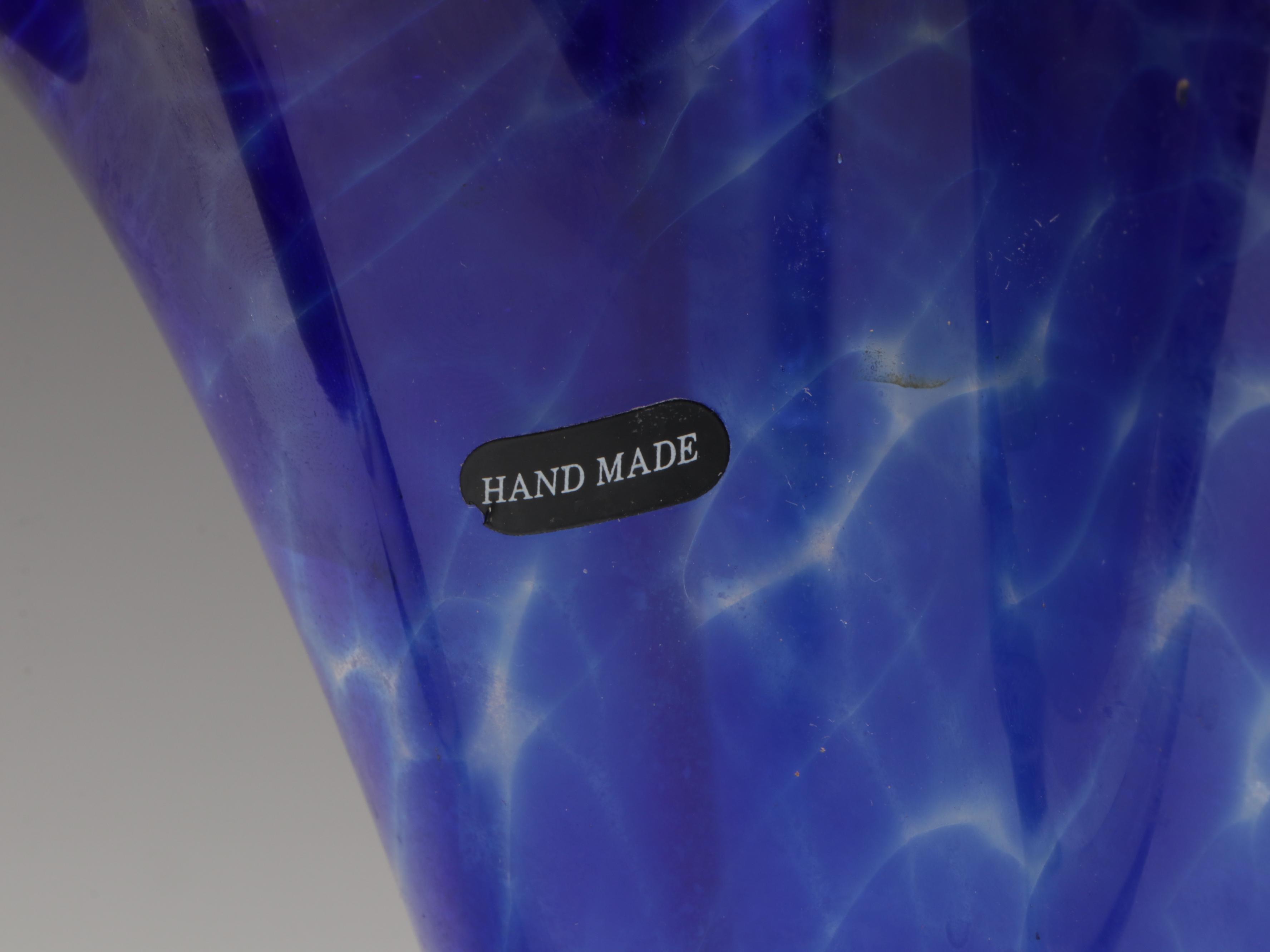 Spanish Faience Pitcher with Cobalt Handkerchief Vase and Other Tableware