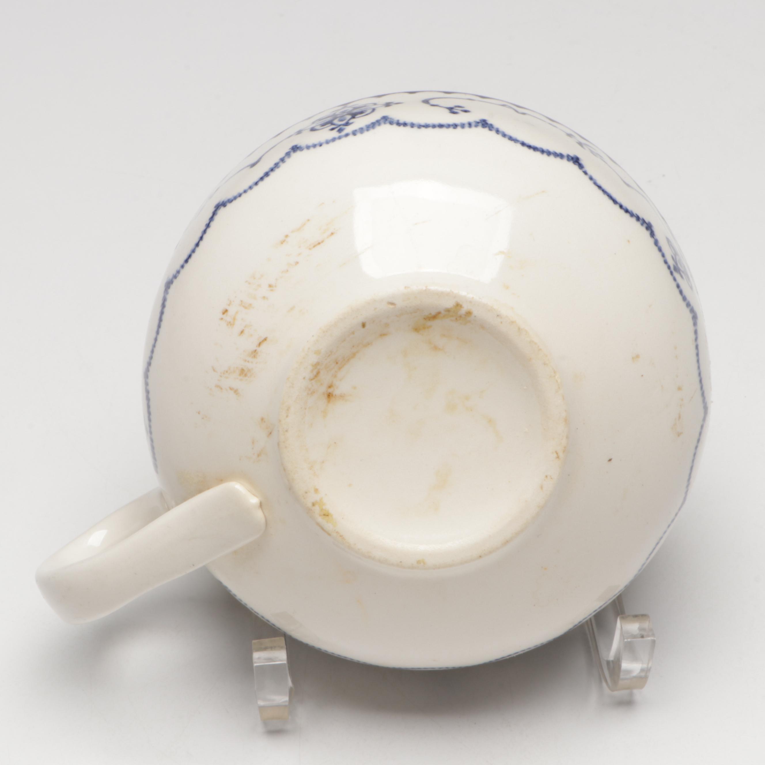 Spanish Faience Pitcher with Cobalt Handkerchief Vase and Other Tableware