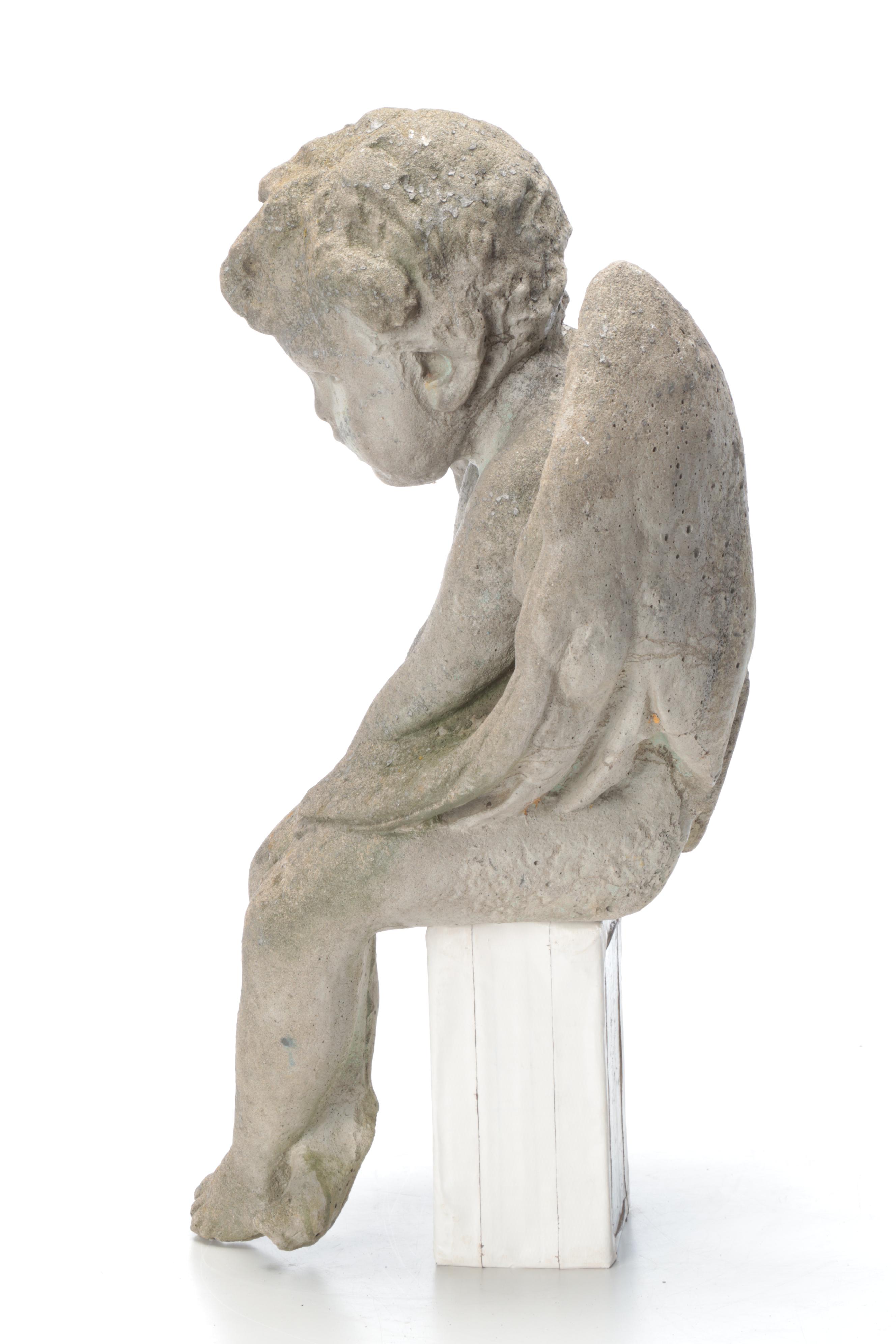 Concrete Cherub Garden Statue