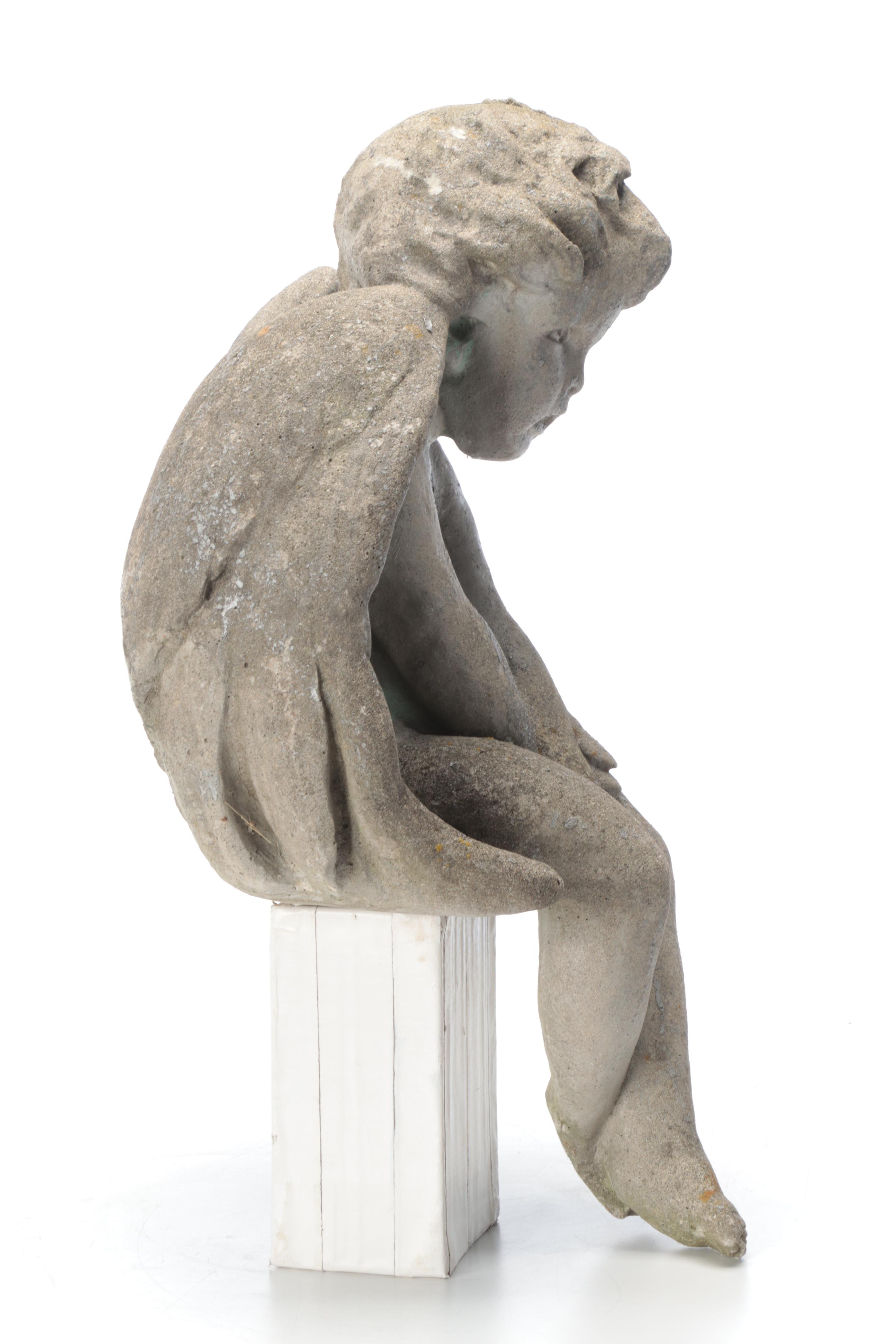 Concrete Cherub Garden Statue