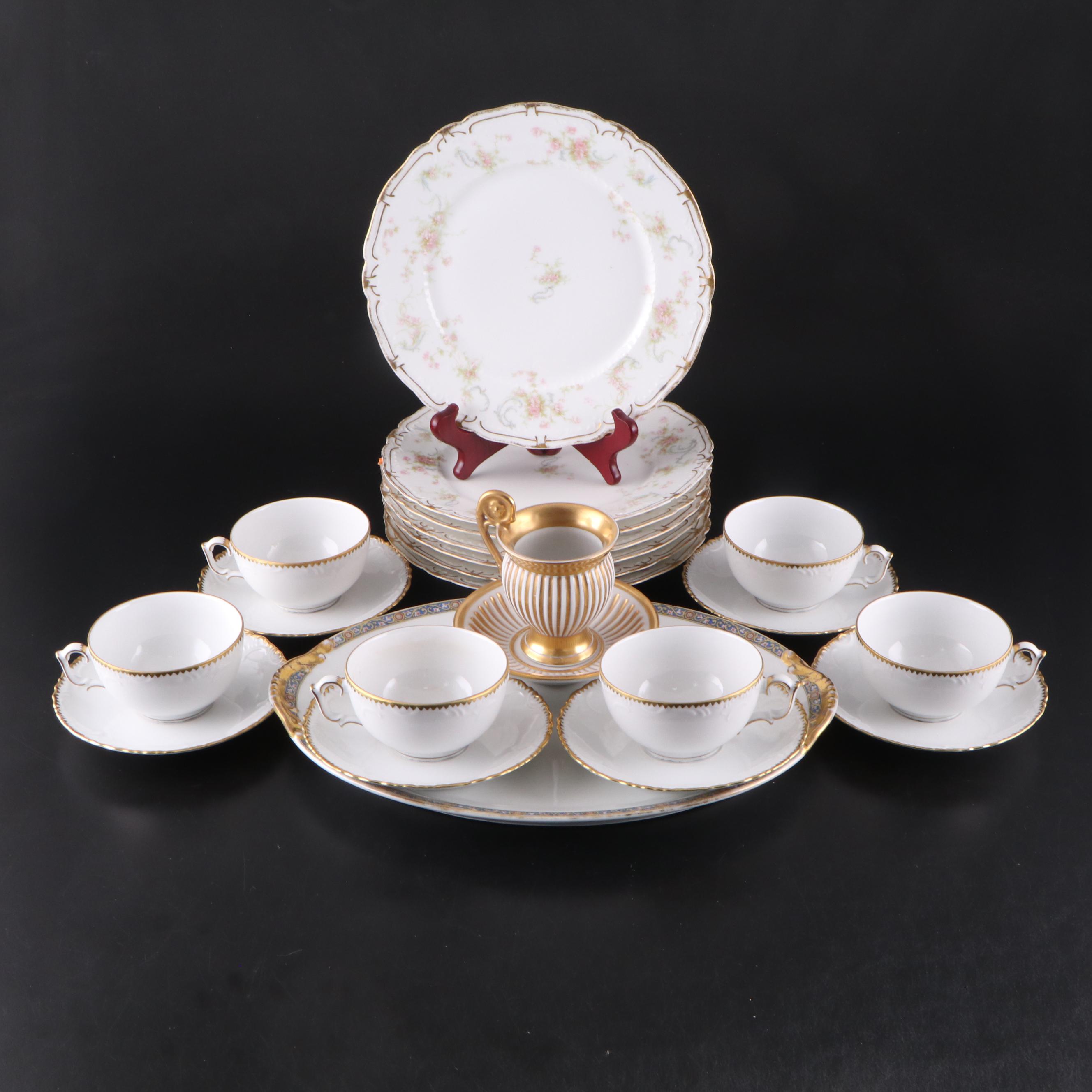 Haviland, Vignaud Porcelain Plates and More Continental Gilt Porcelain Dishes