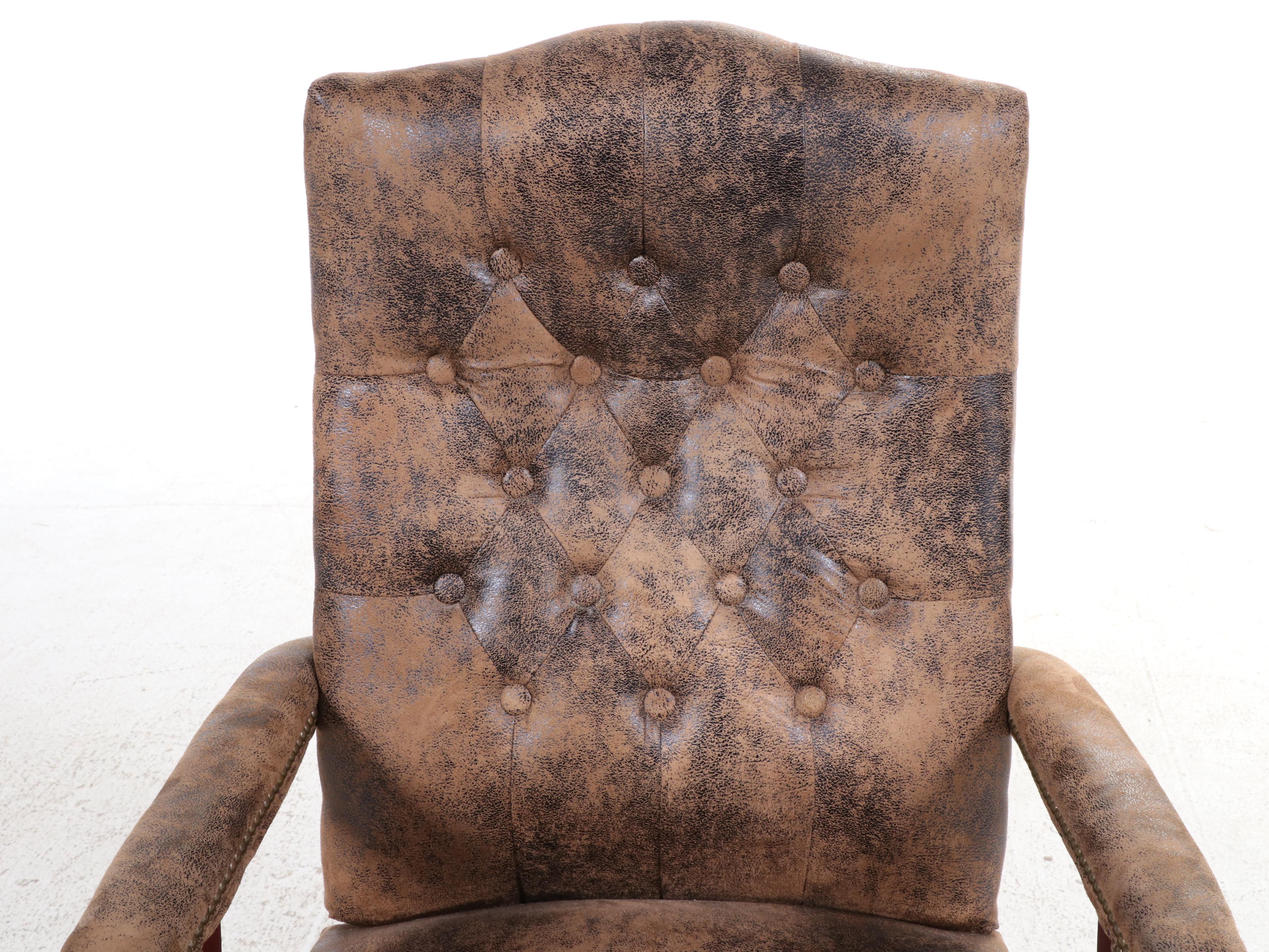 Belnick Inc. Cherry-Stained and Faux-Leather Swivel-Tilt Adjustable Desk Chair