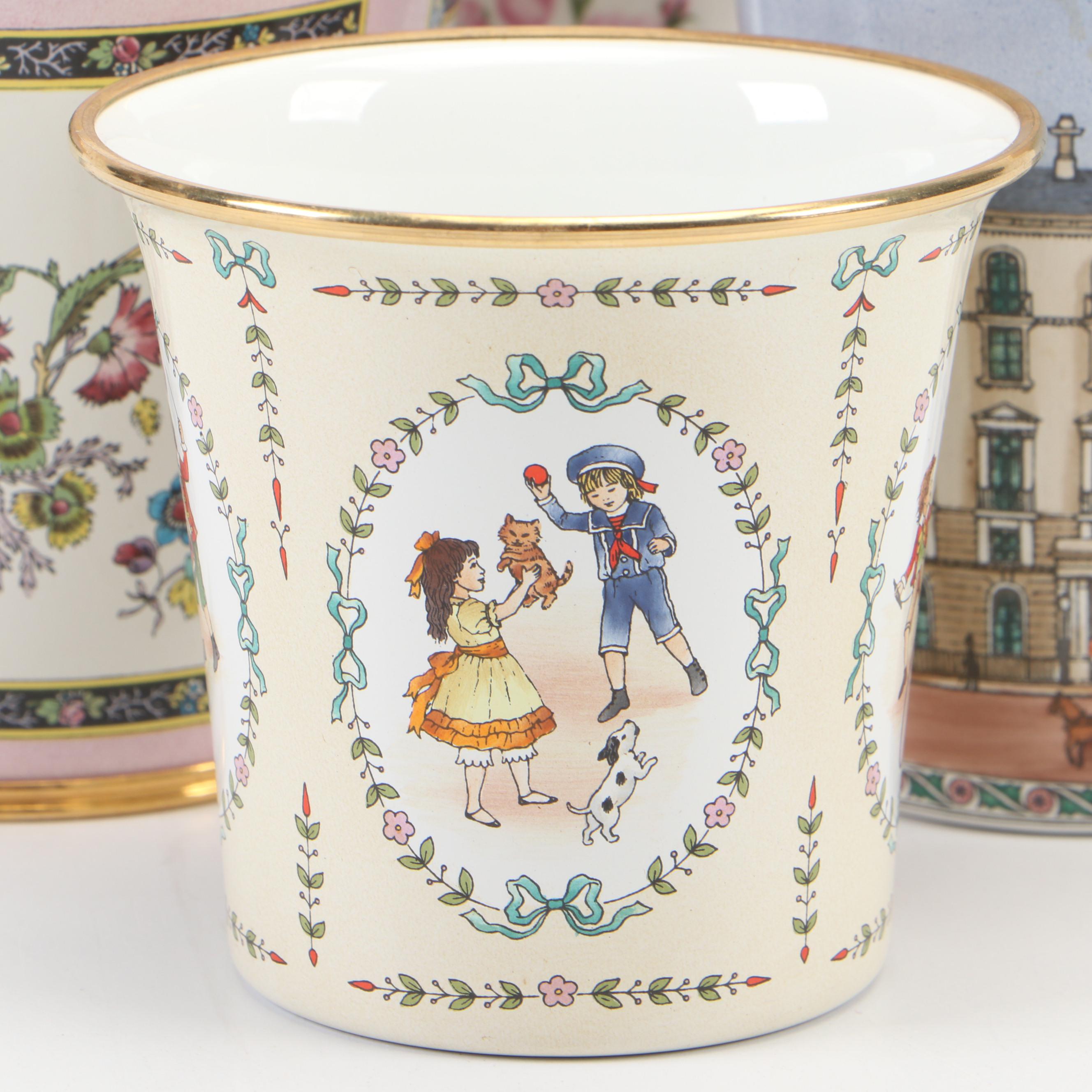 Halcyon Days Porcelain and Enamel Vases, Late 20th Century