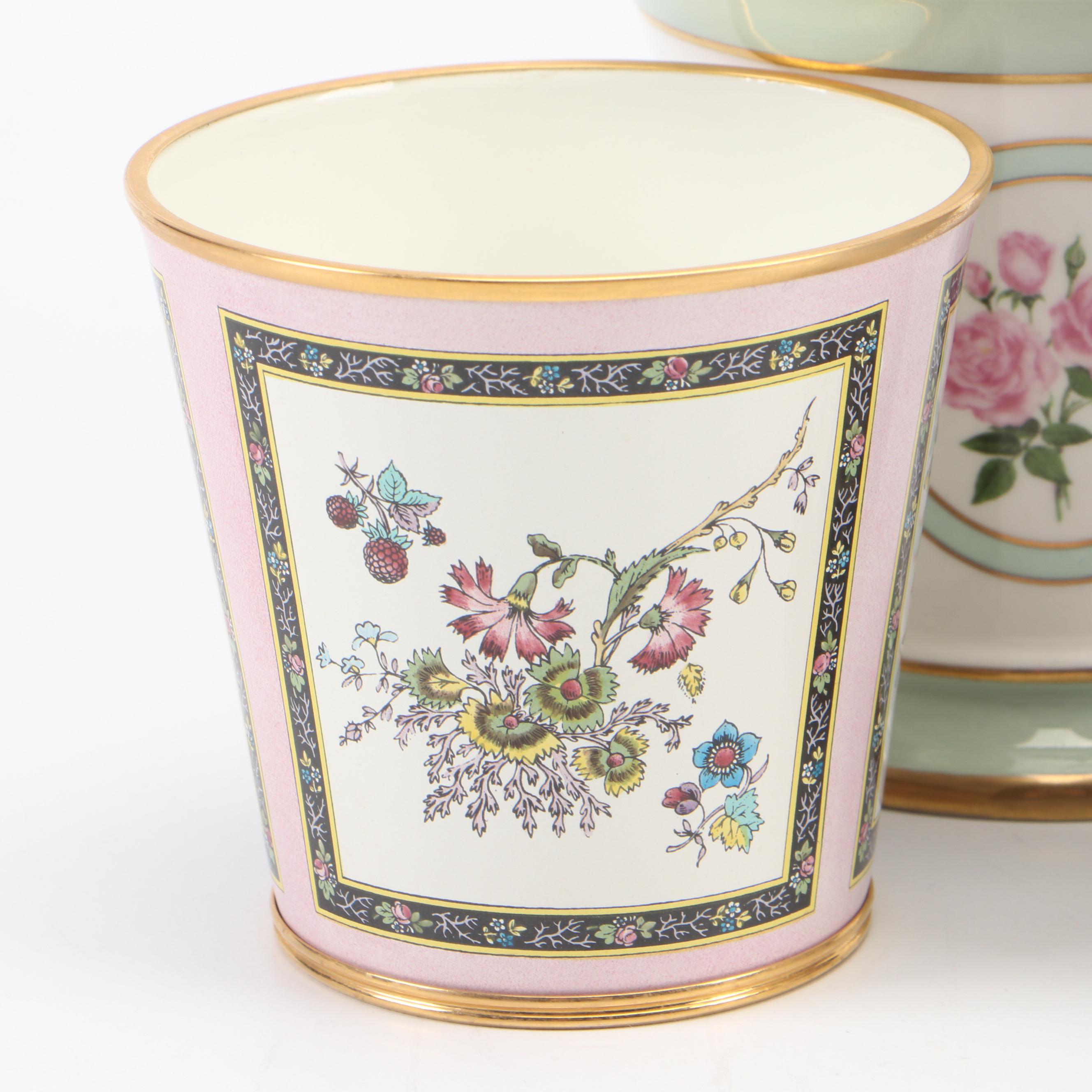 Halcyon Days Porcelain and Enamel Vases, Late 20th Century